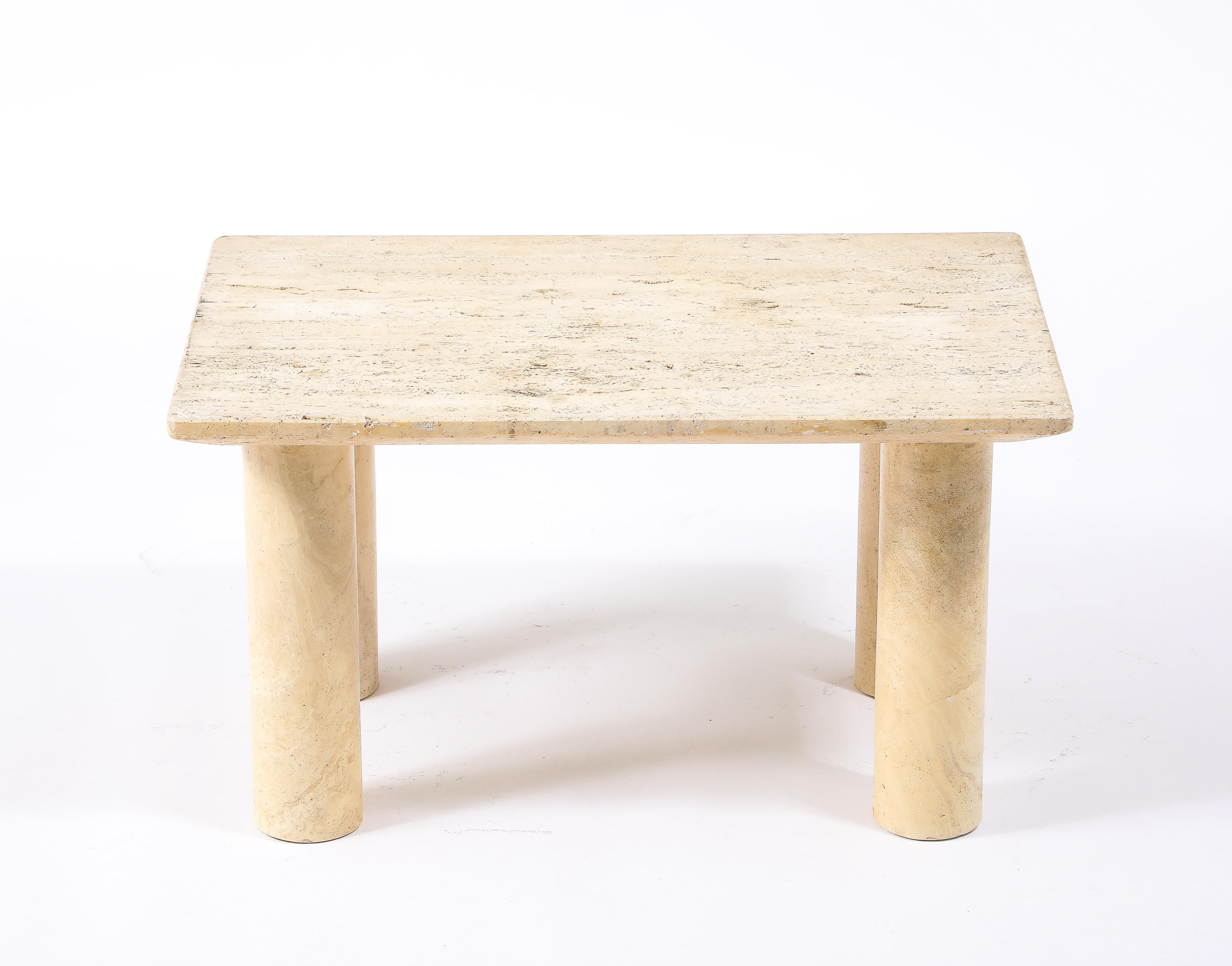 Solid Travertine End Table For Sale 5