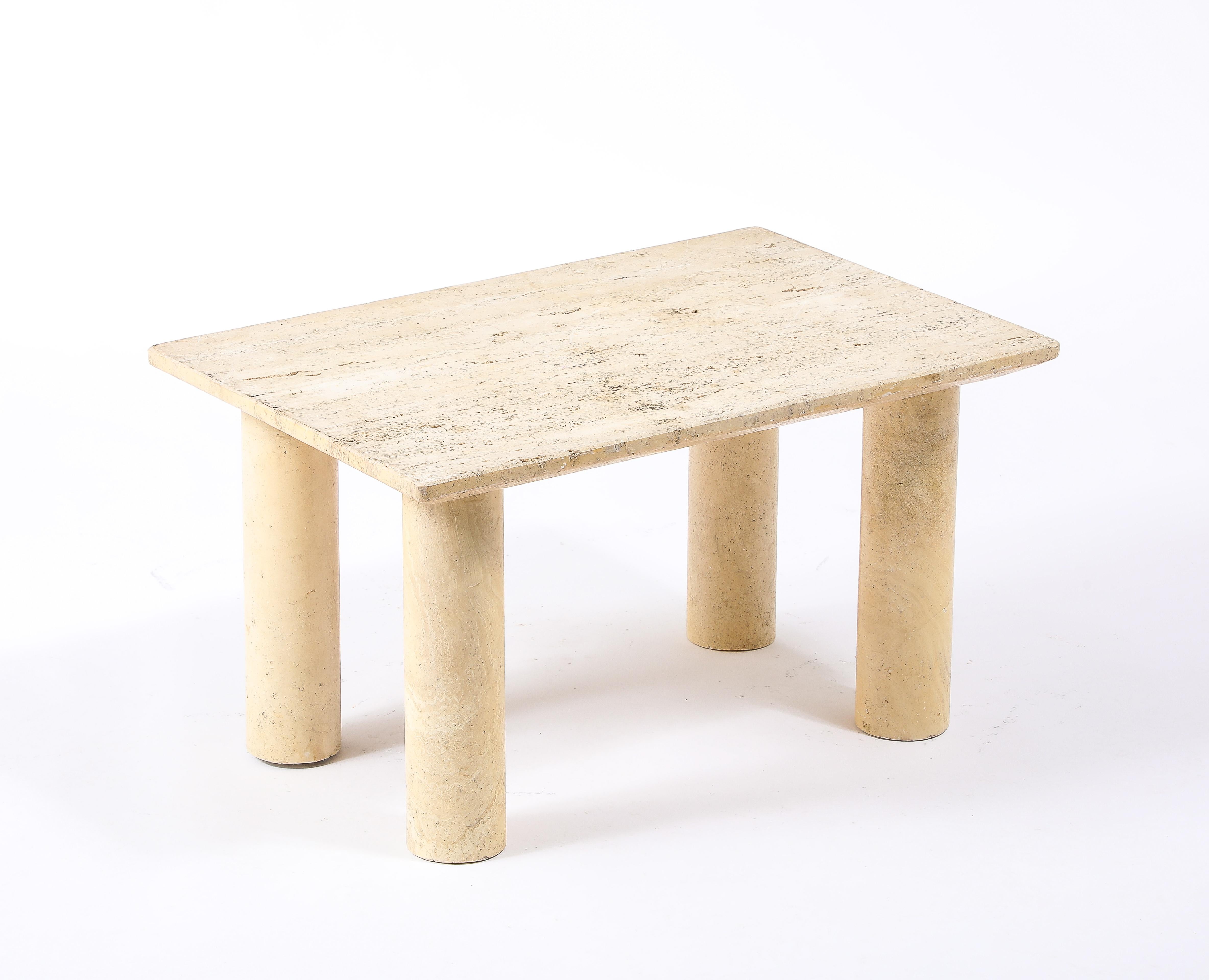 Solid Travertine End Table For Sale 6