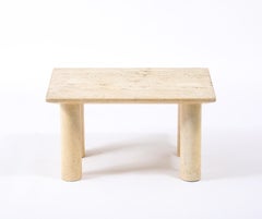 Solid Travertine End Table