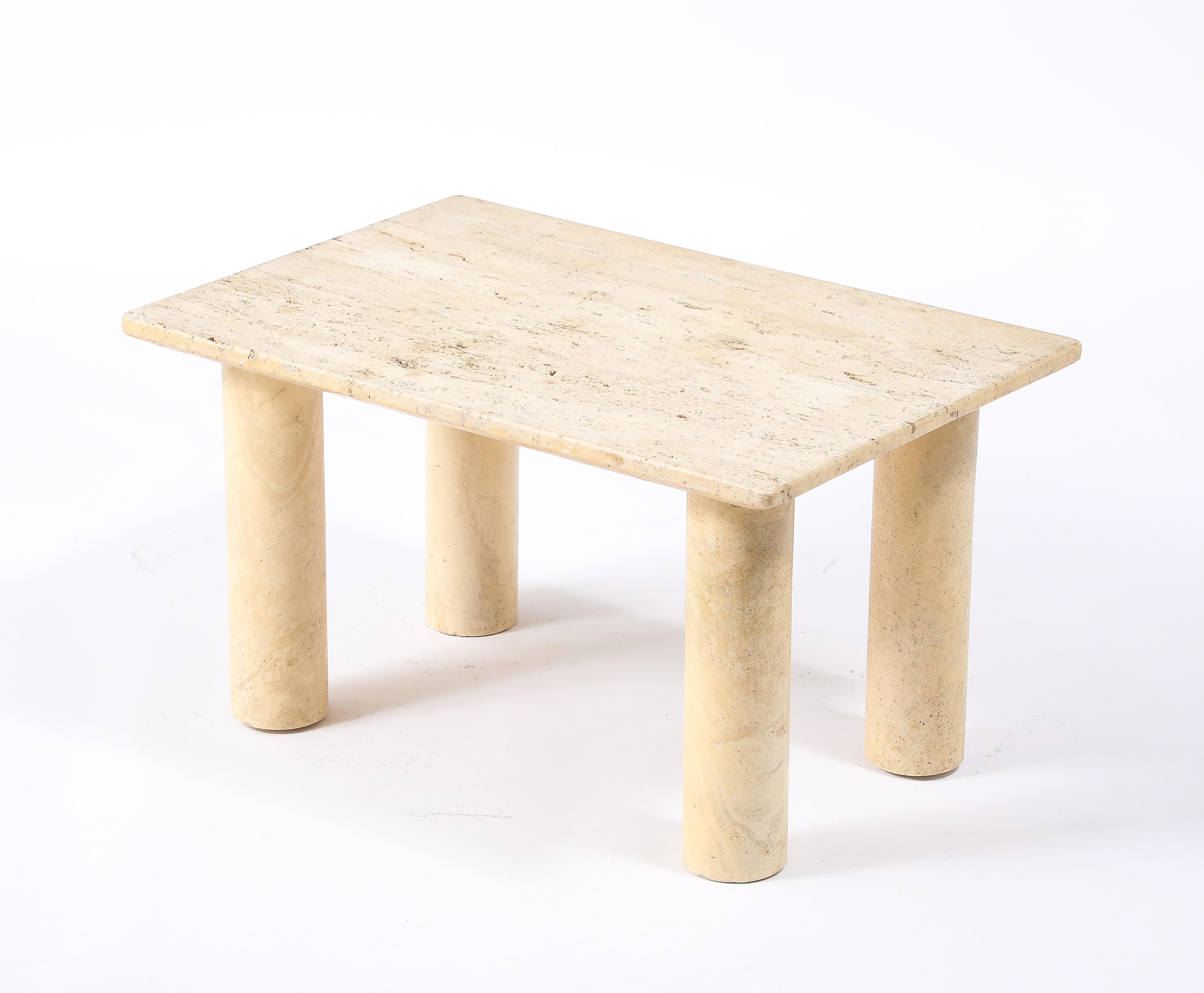 Solid Travertine End Table For Sale 2