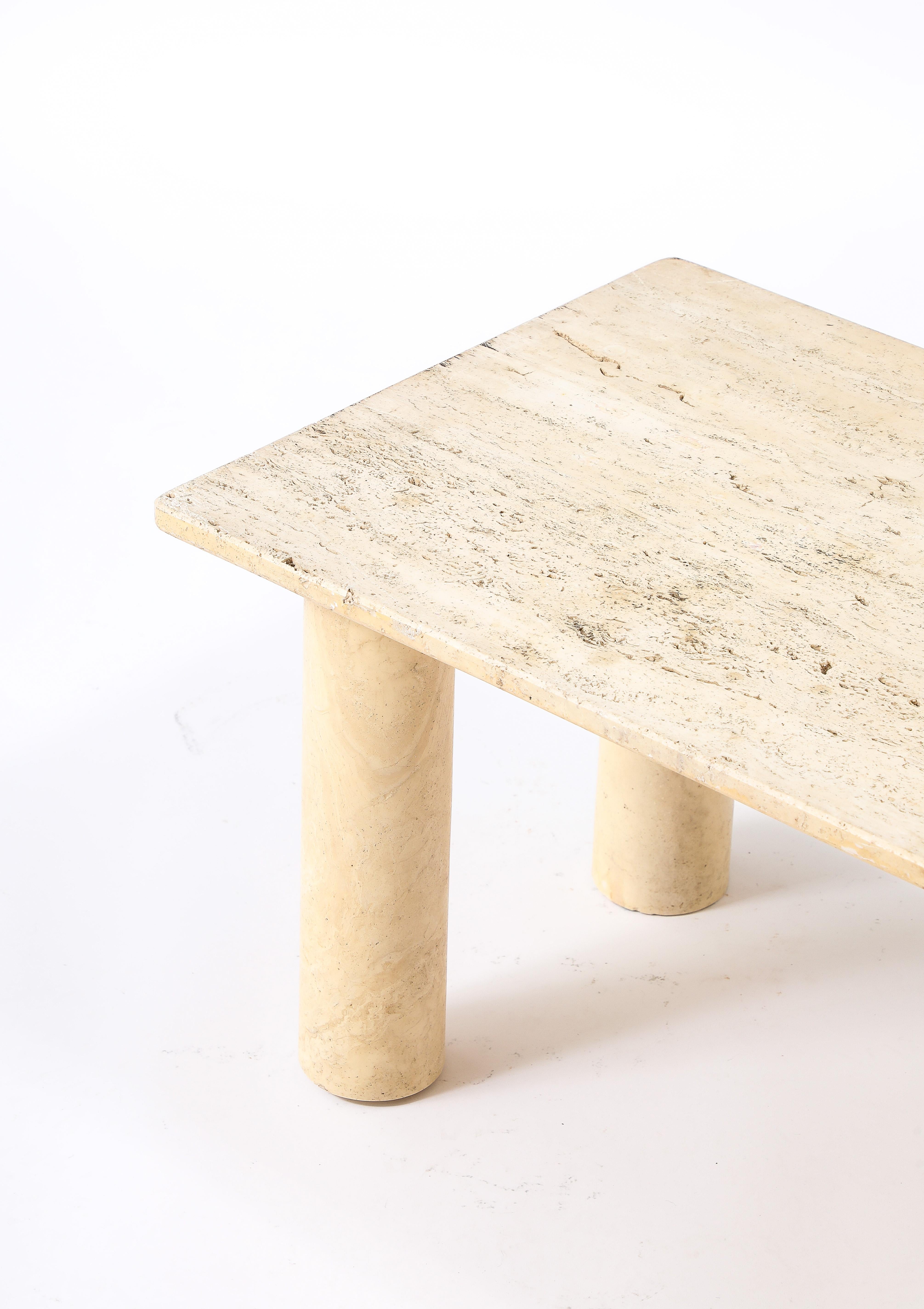 Solid Travertine End Table For Sale 3