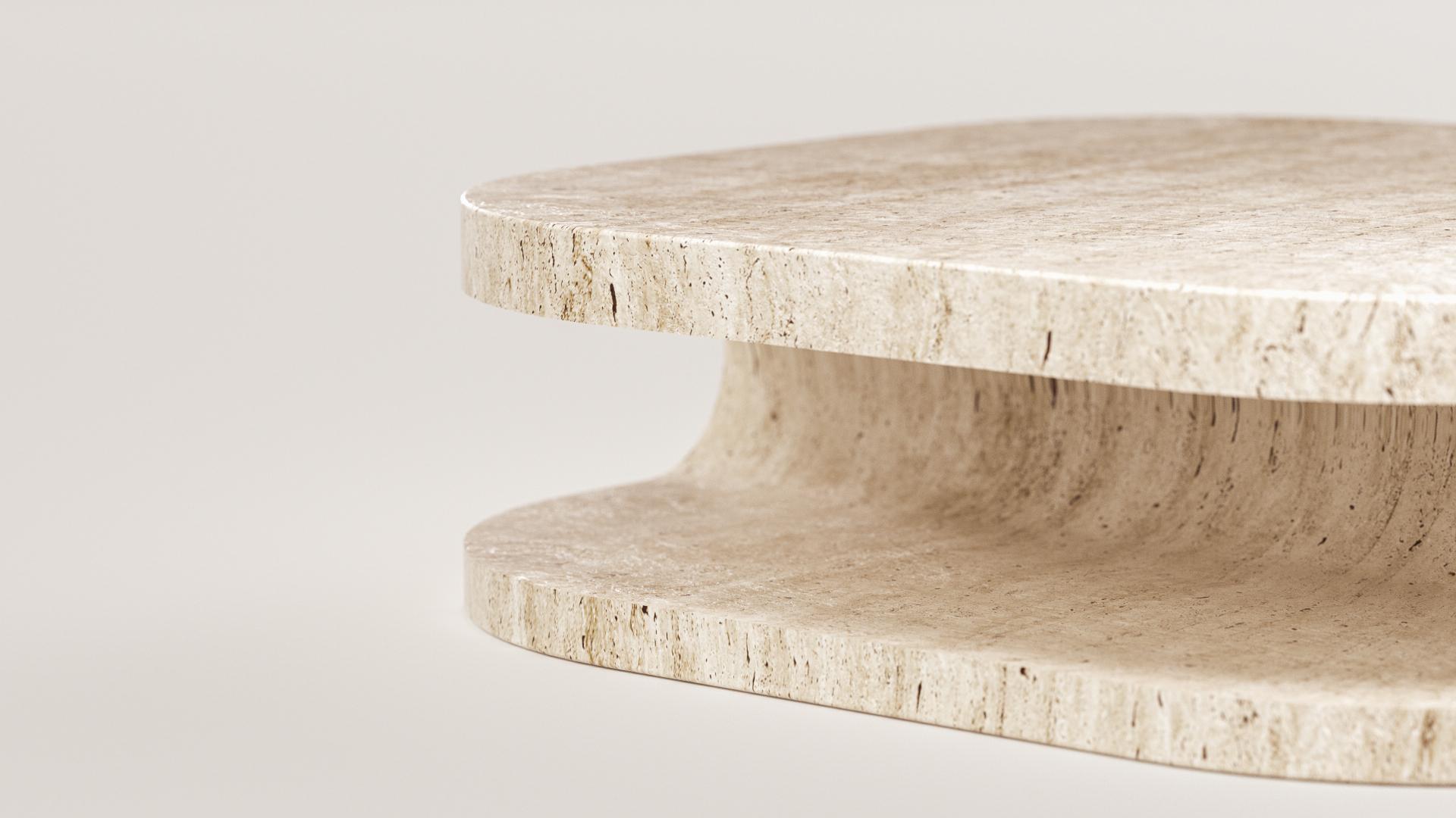 Solid travertine Large Sculpt Coffee Table by Arthur Vallin For Sale 4