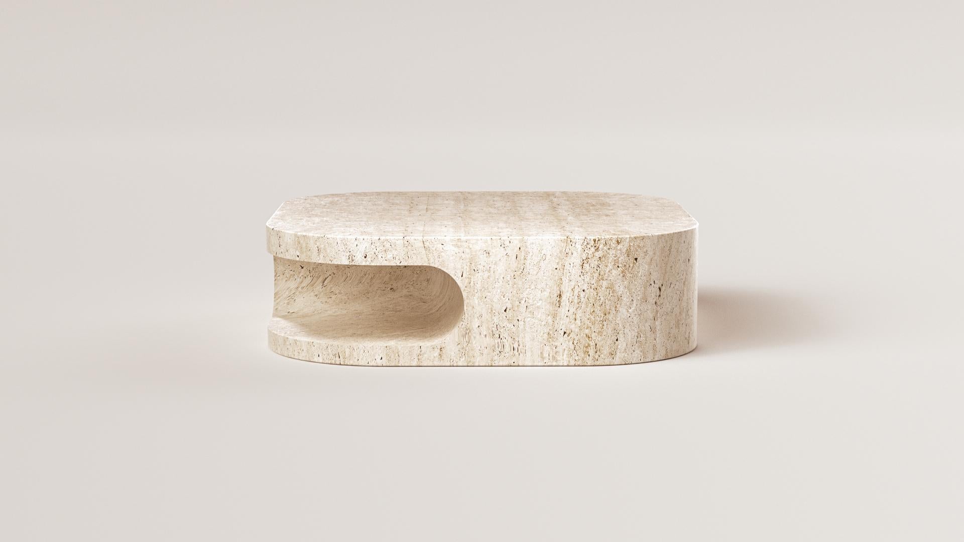 Contemporary Solid travertine Large Sculpt Coffee Table by Arthur Vallin For Sale