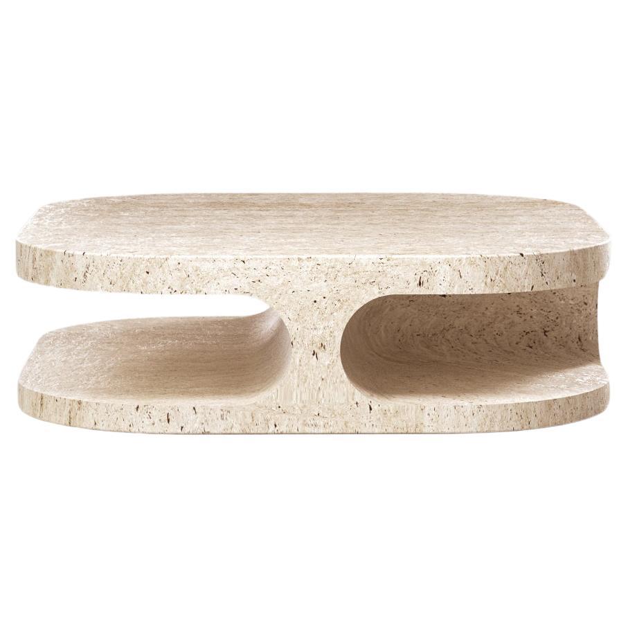 Solid travertine Large Sculpt Coffee Table by Arthur Vallin For Sale