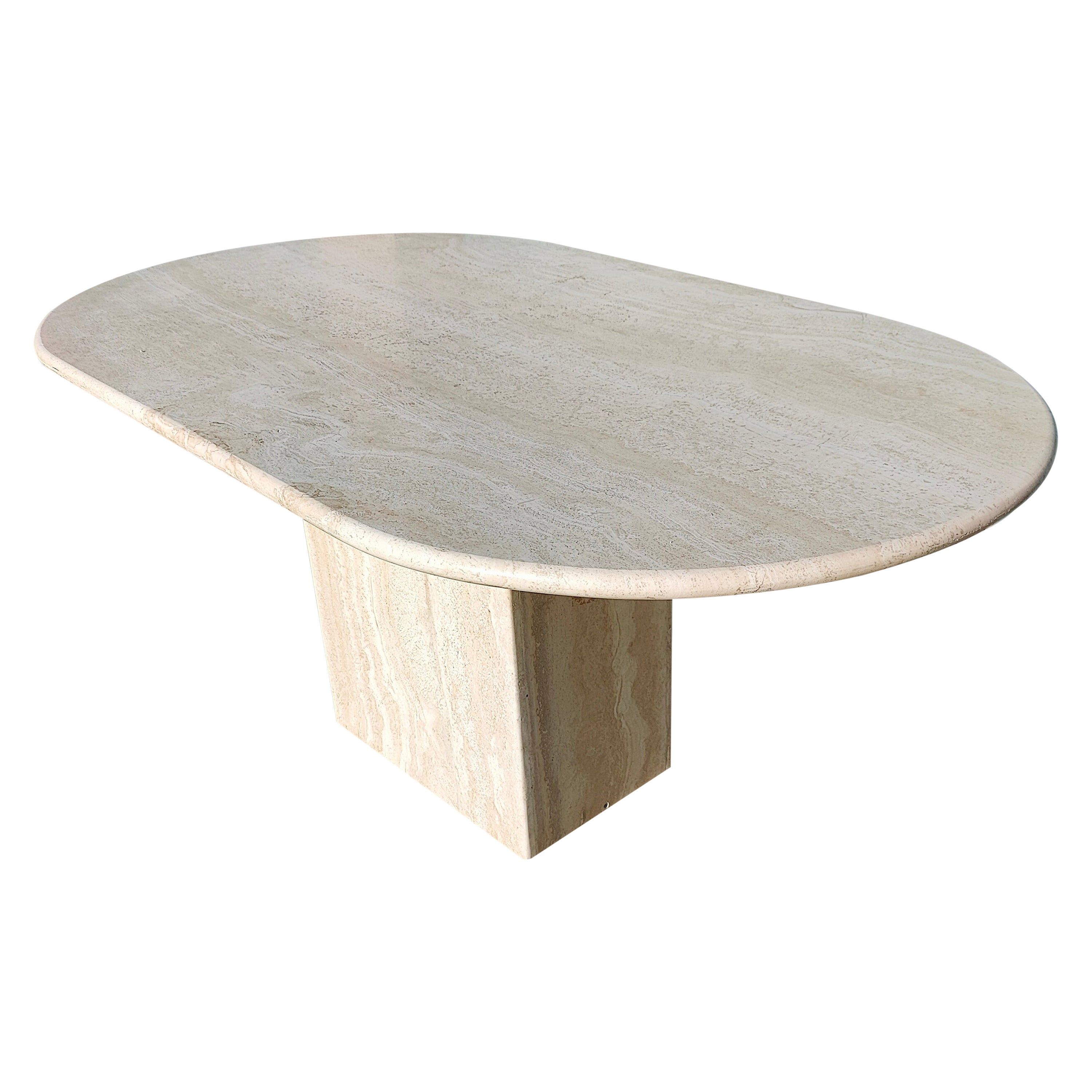 Solid Travertine Oval Dining Table