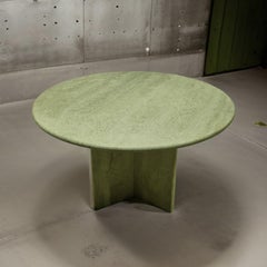 Solid travertine round dining table, Italy 1970s