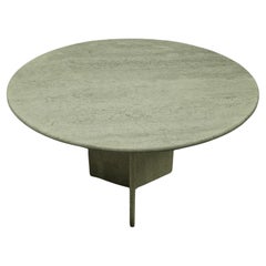 Solid travertine round dining table, Italy 1970s