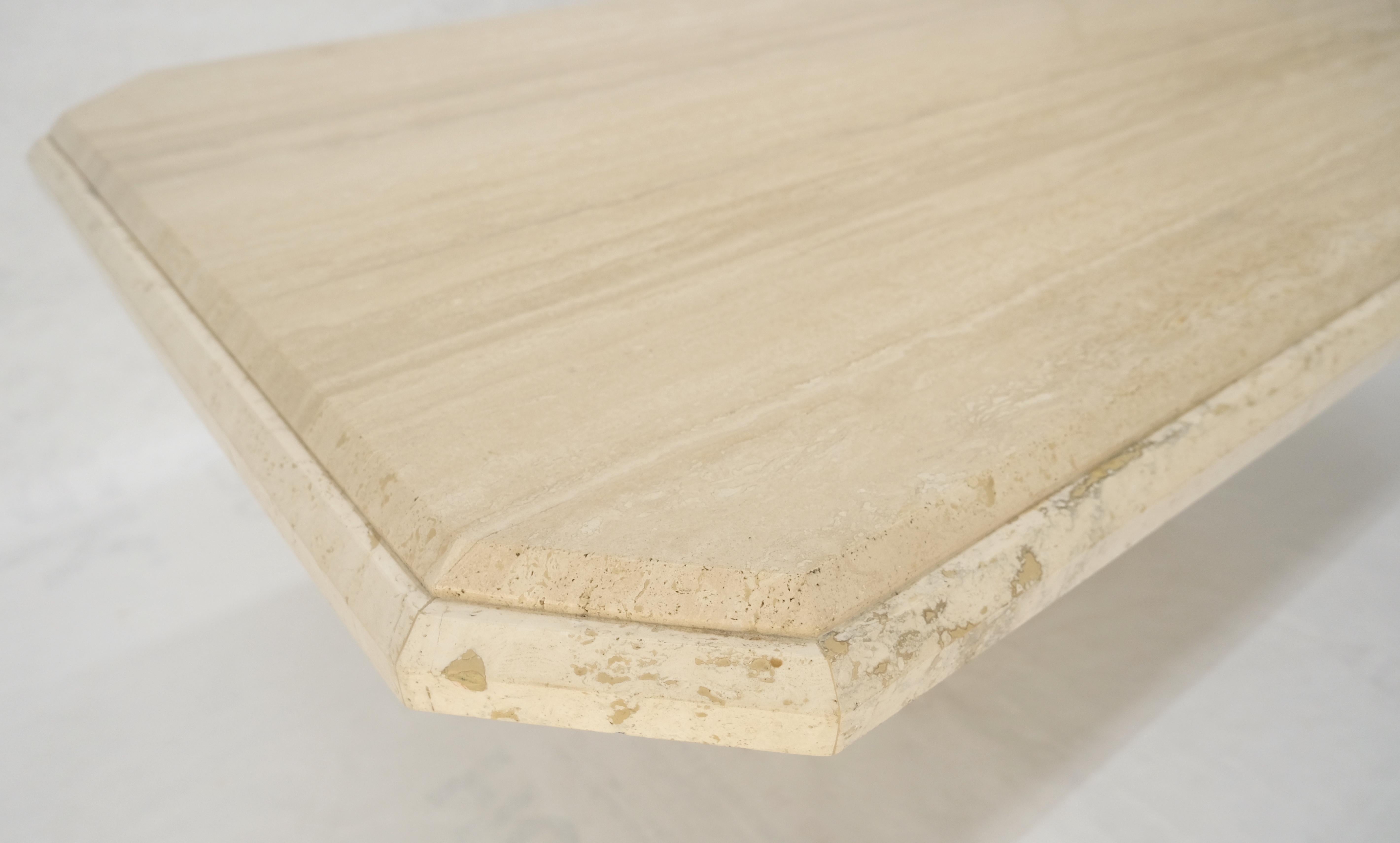 Mid-Century Modern Table de salle à manger italienne 40x80 en travertin massif à pied unique MINT en vente