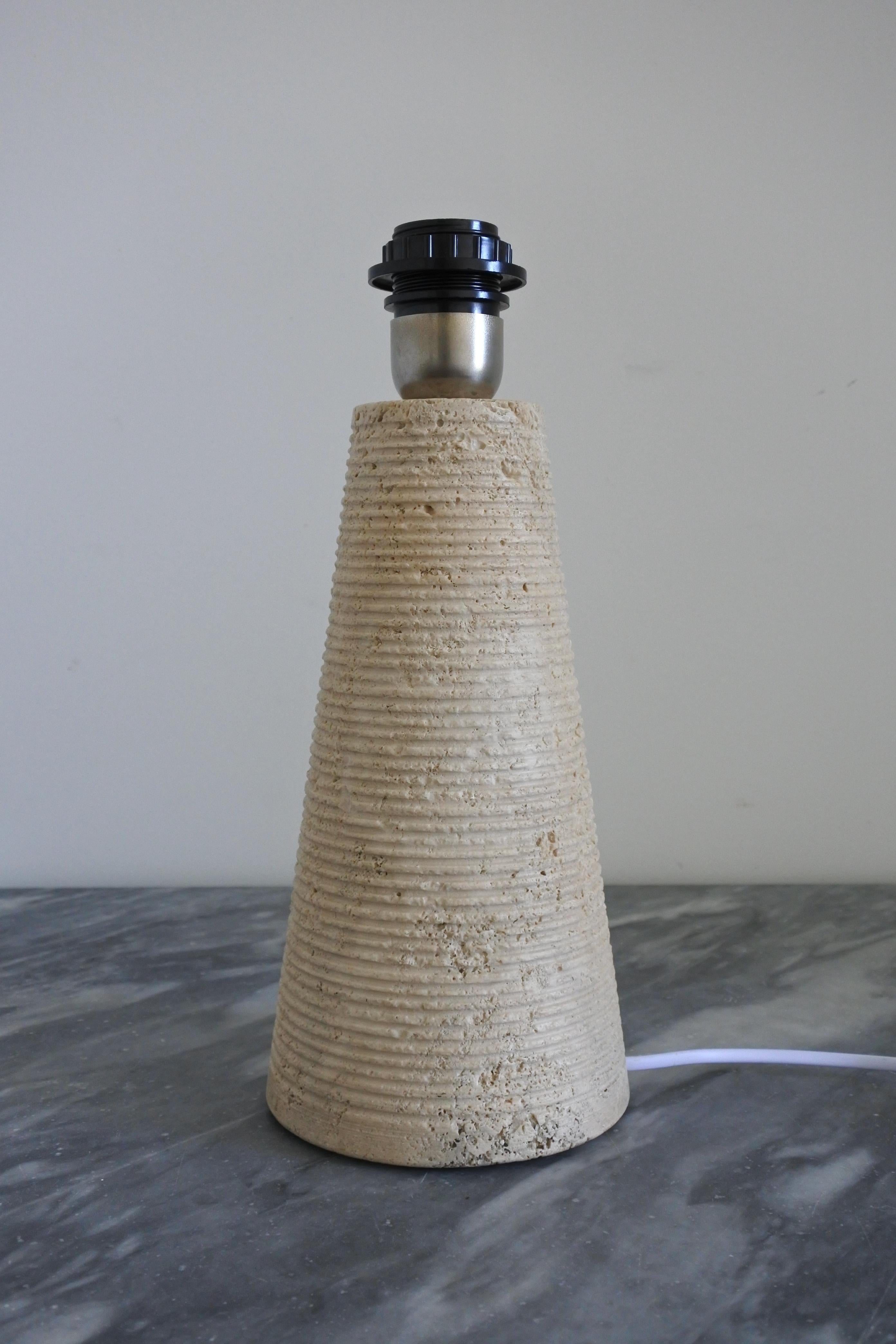 Solid Travertine Stone Table Lamp, Italy 1970s 5