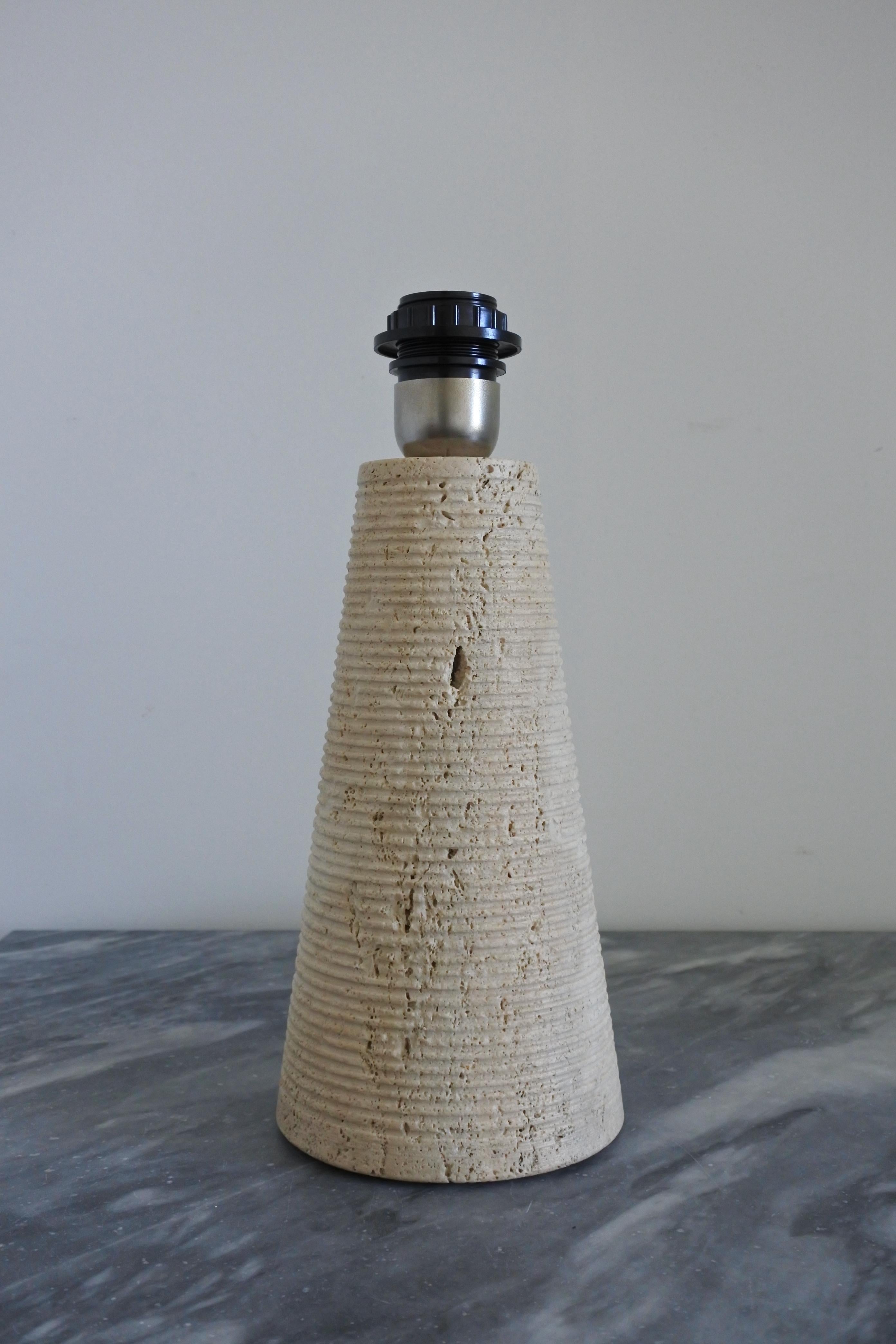 Late 20th Century Solid Travertine Stone Table Lamp, Italy 1970s