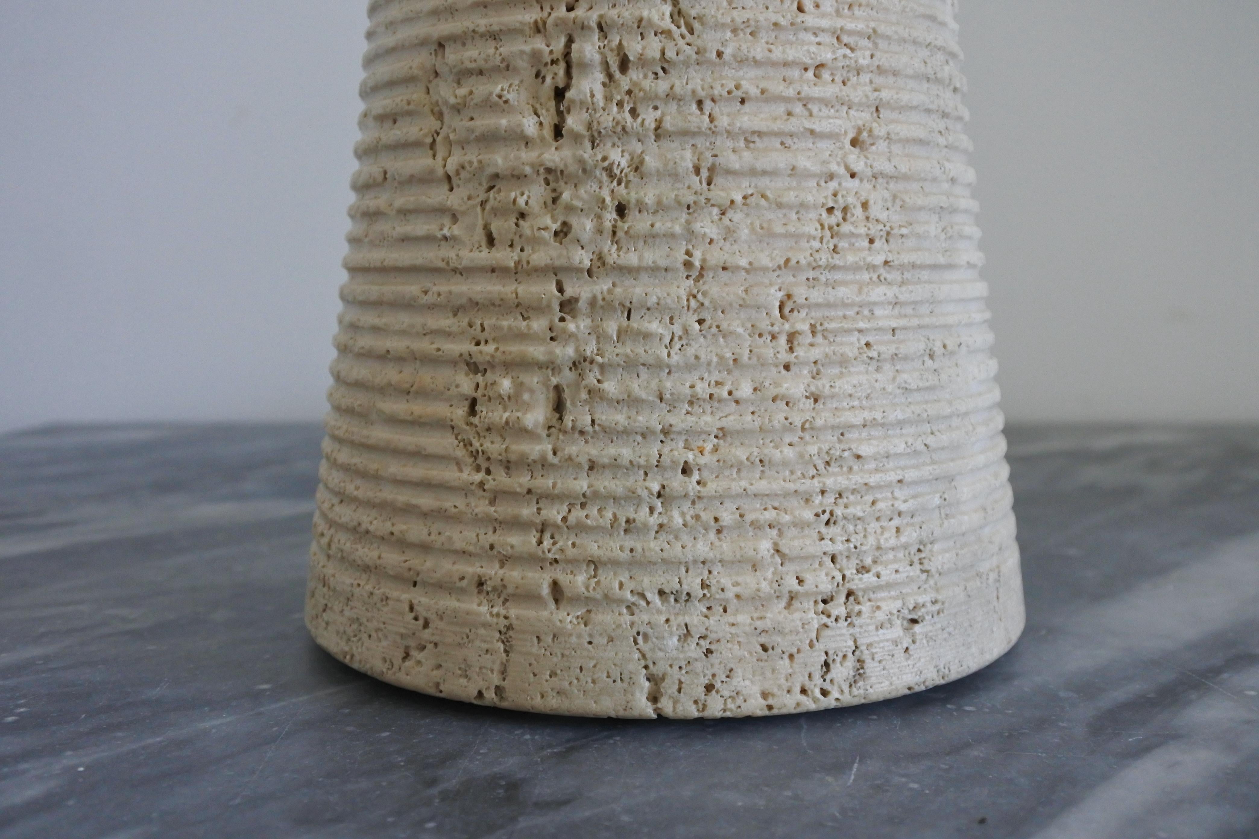 Solid Travertine Stone Table Lamp, Italy 1970s 1