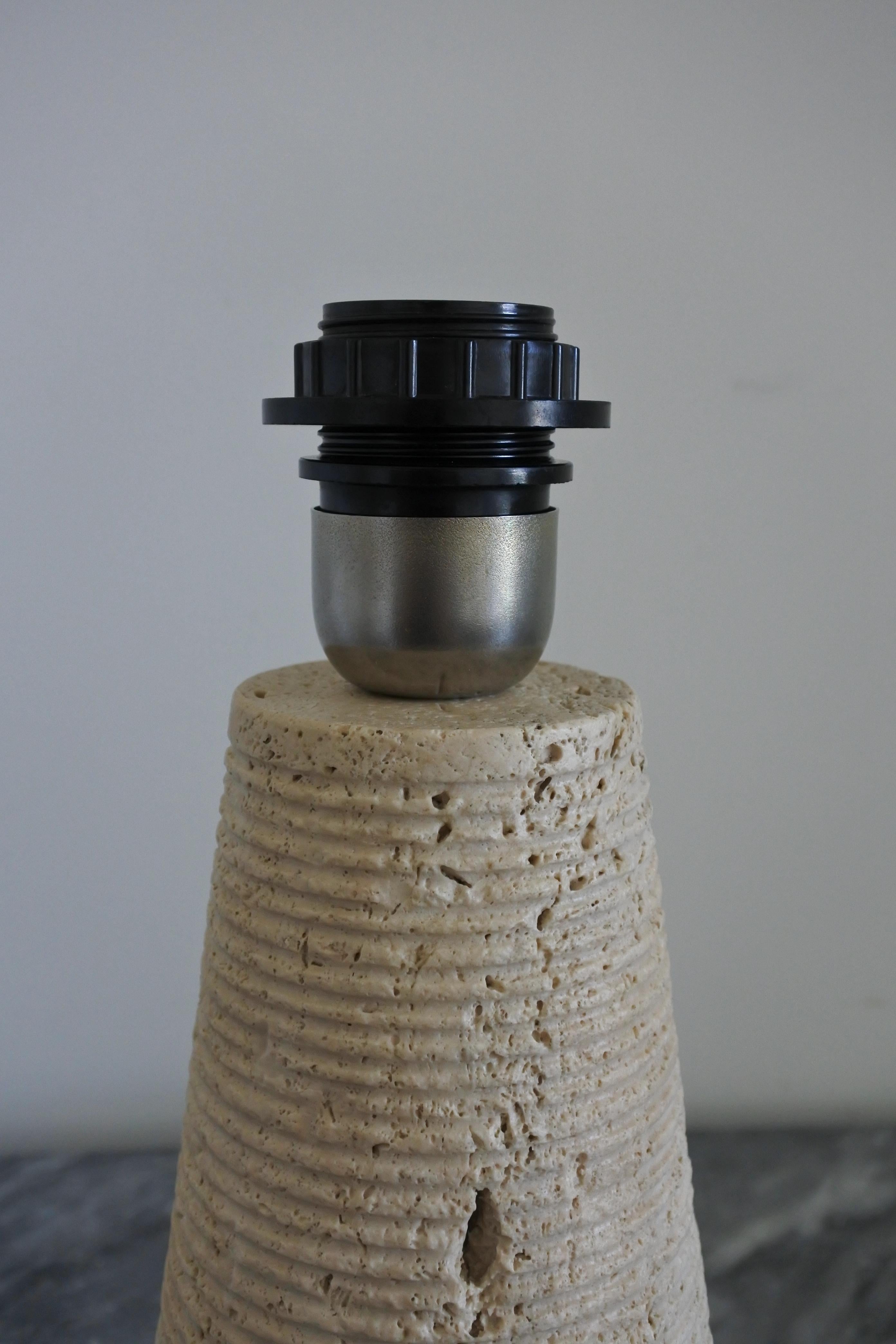 Solid Travertine Stone Table Lamp, Italy 1970s 2