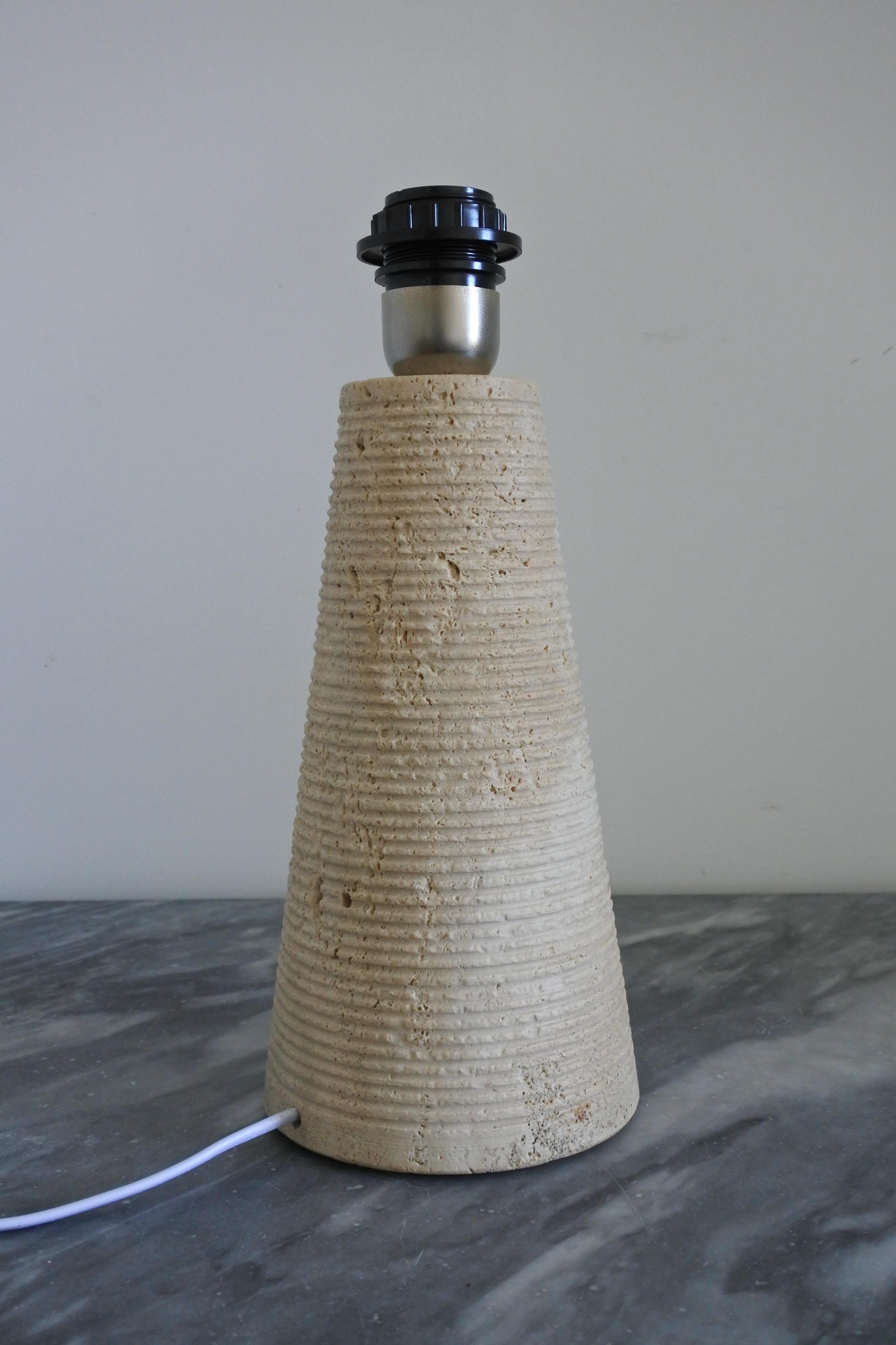 Solid Travertine Stone Table Lamp, Italy 1970s 3