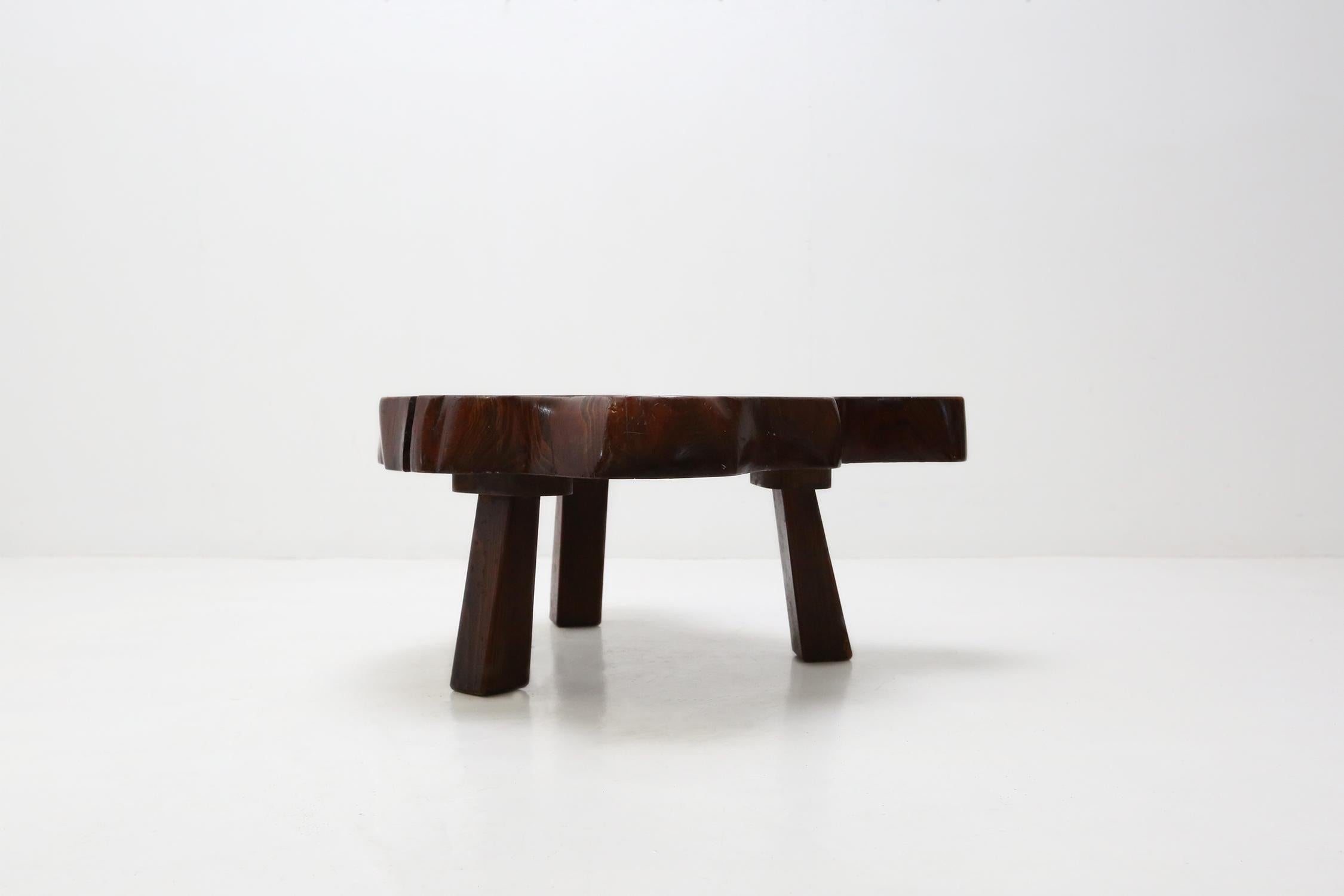 Brutalist Solid Tree Trunk Coffee Table Ca.1950