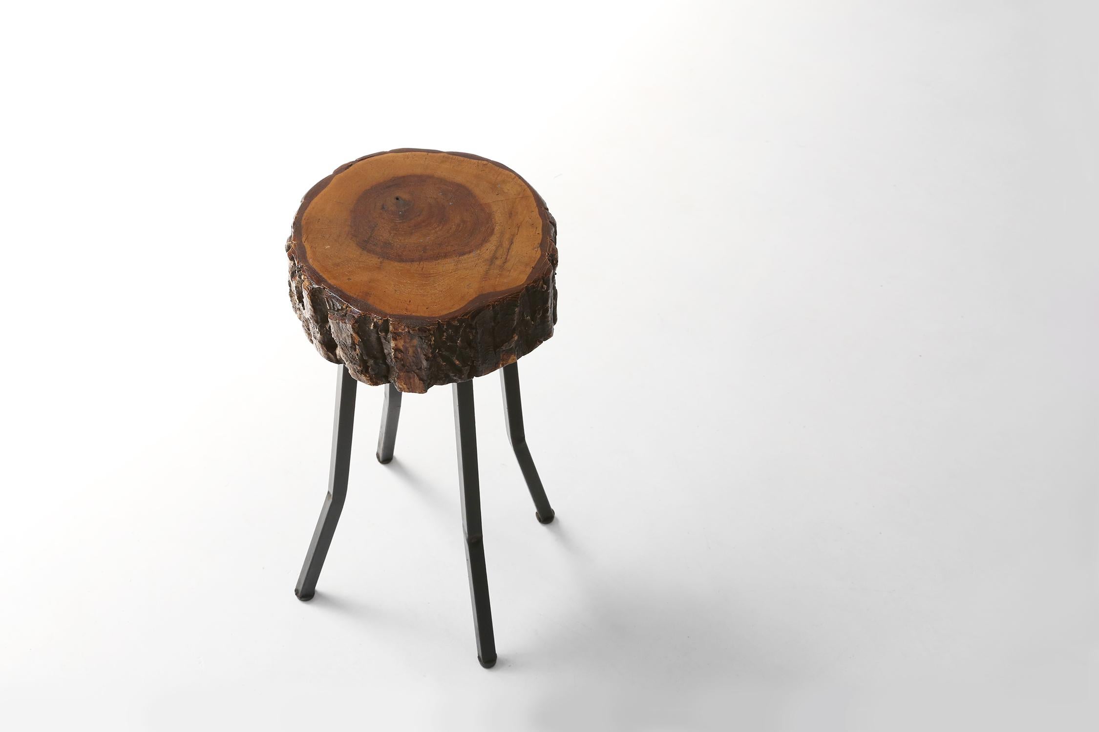 French Solid tree trunk stool Ca.1940 For Sale