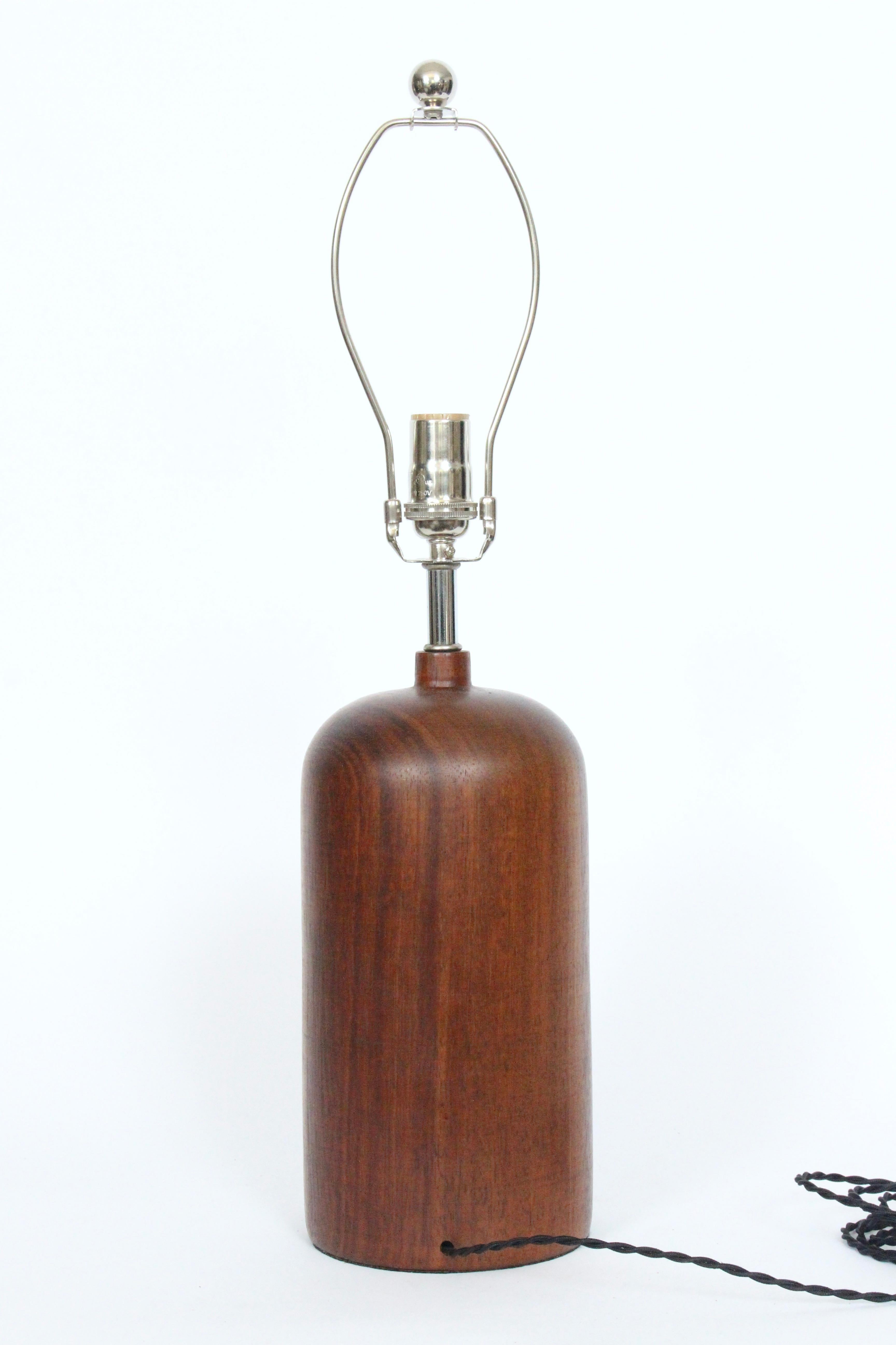 Danish Mid Century Modern Rounded Solid Dark Teak Table Lamp, 1960's For Sale 6