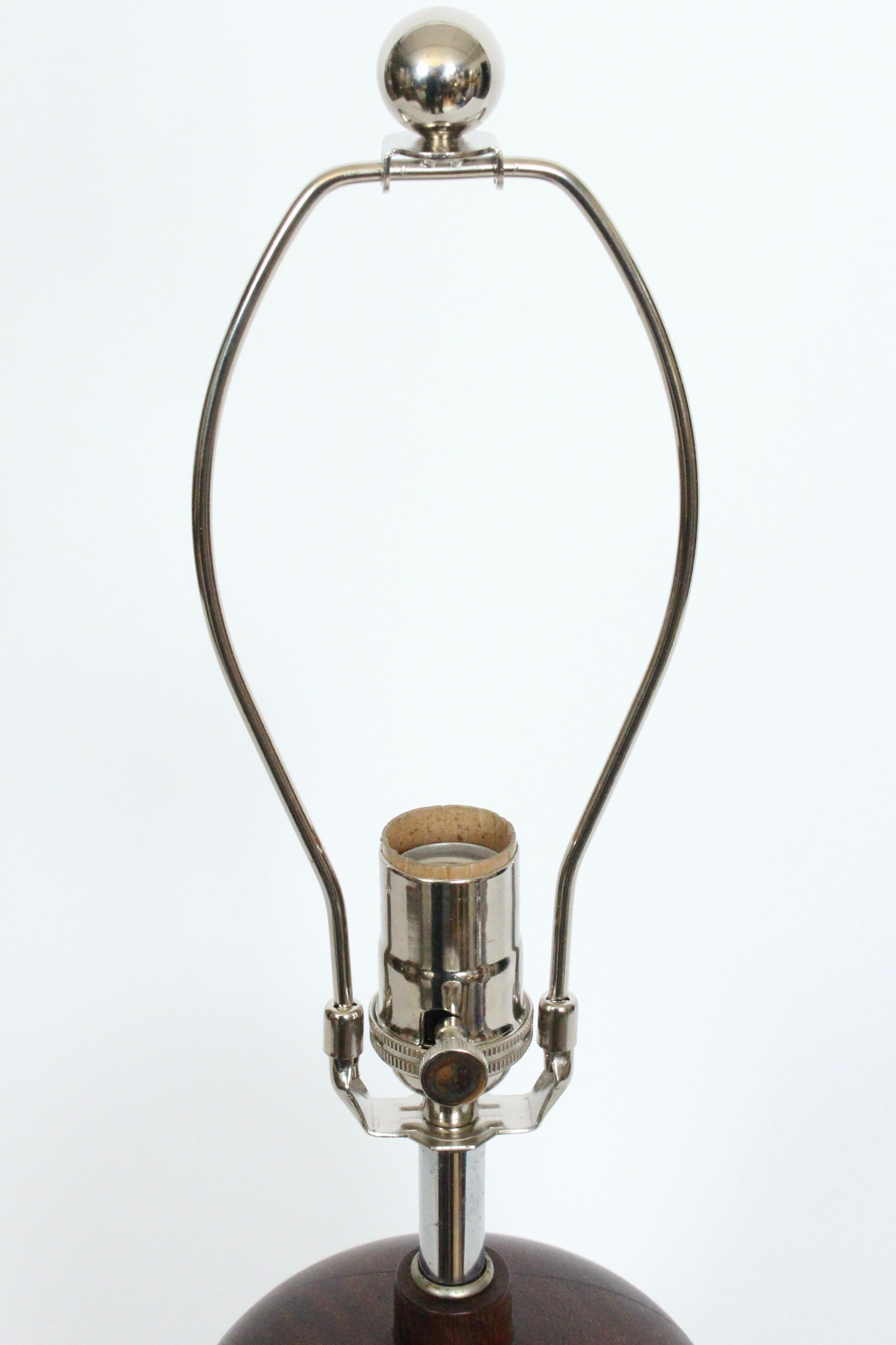 Danish Mid Century Modern Rounded Solid Dark Teak Table Lamp, 1960's For Sale 7