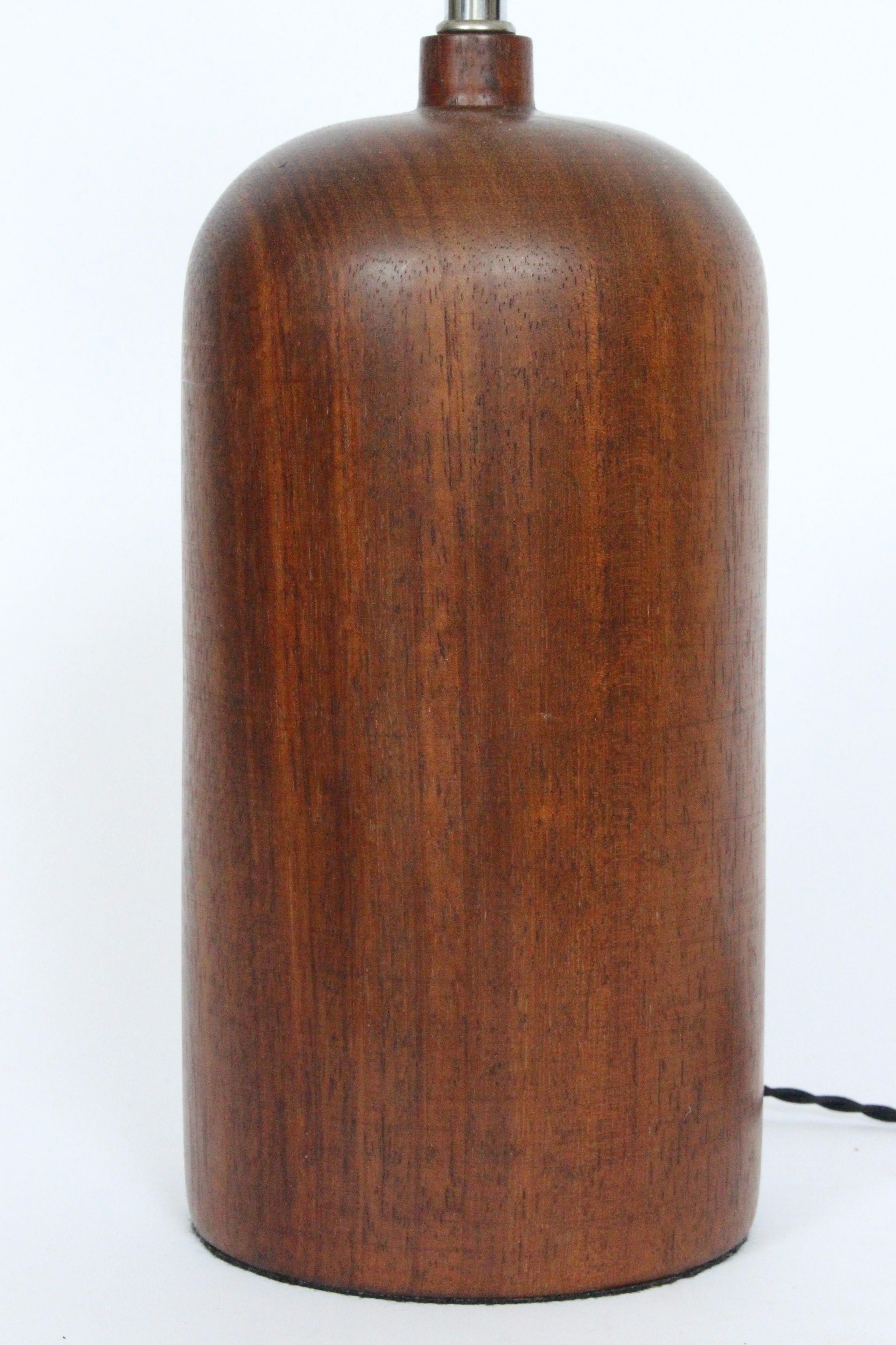 Danish Mid Century Modern Rounded Solid Dark Teak Table Lamp, 1960's For Sale 9