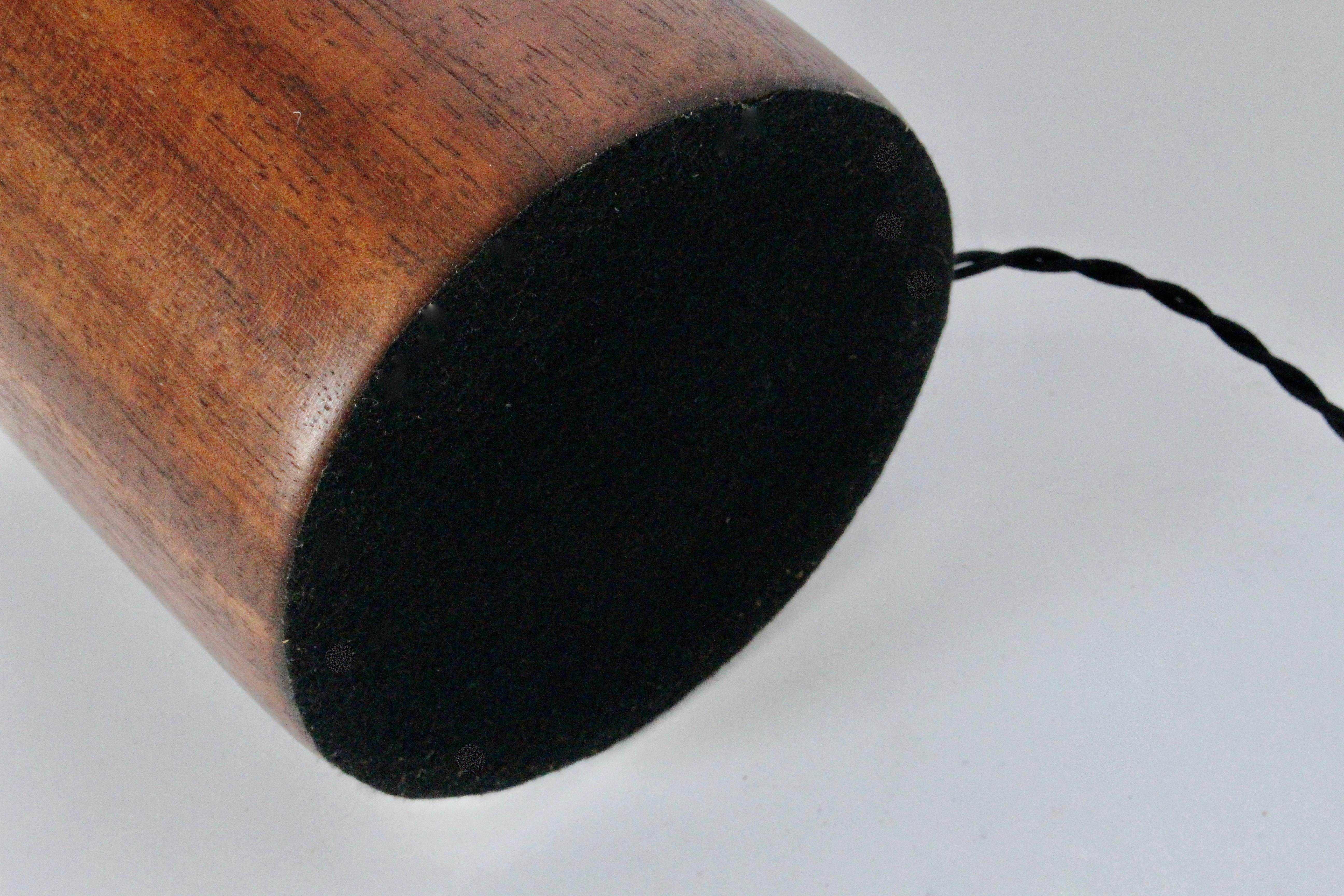 Danish Mid Century Modern Rounded Solid Dark Teak Table Lamp, 1960's For Sale 11