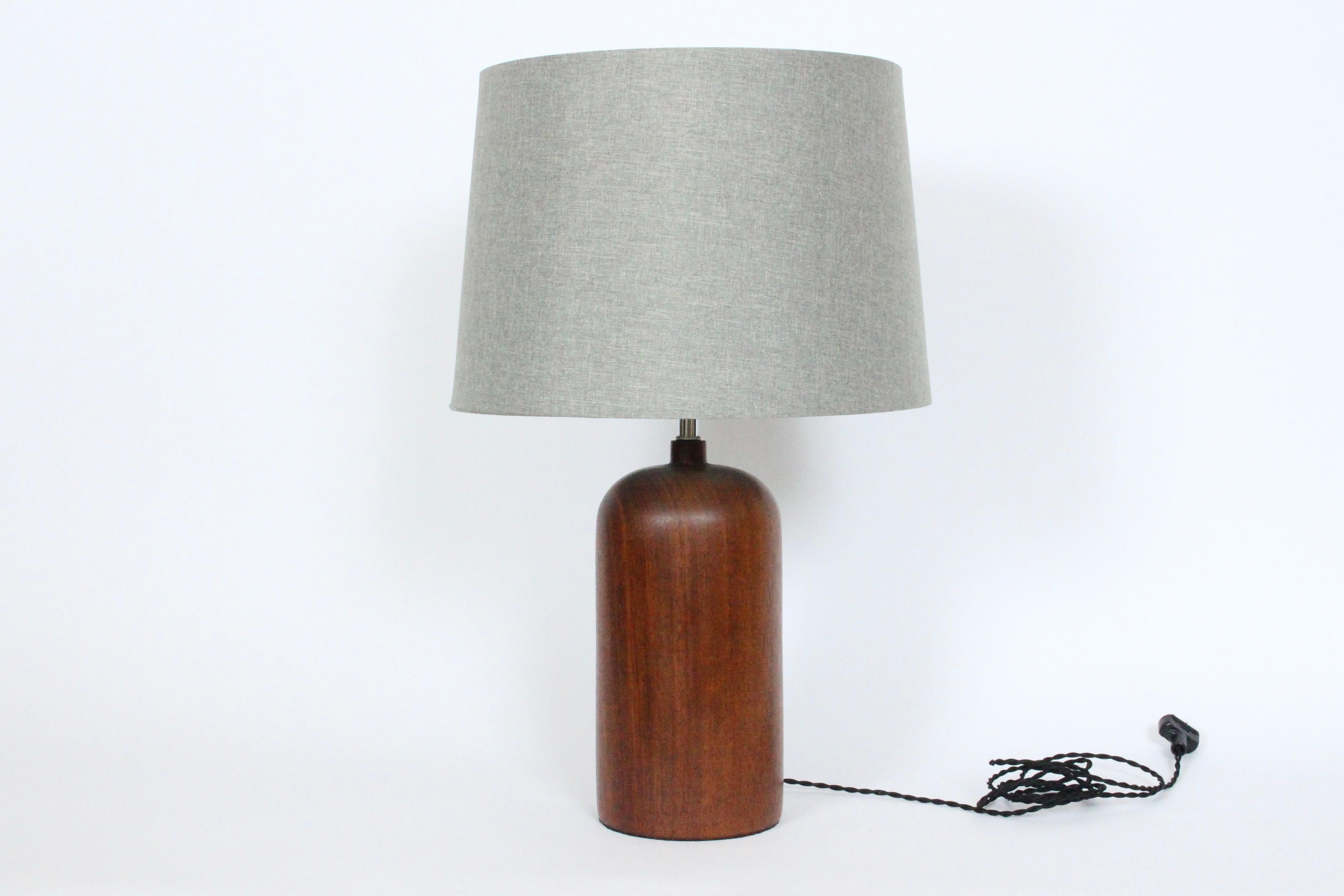 Danish Mid Century Modern Rounded Solid Dark Teak Table Lamp, 1960's For Sale 12