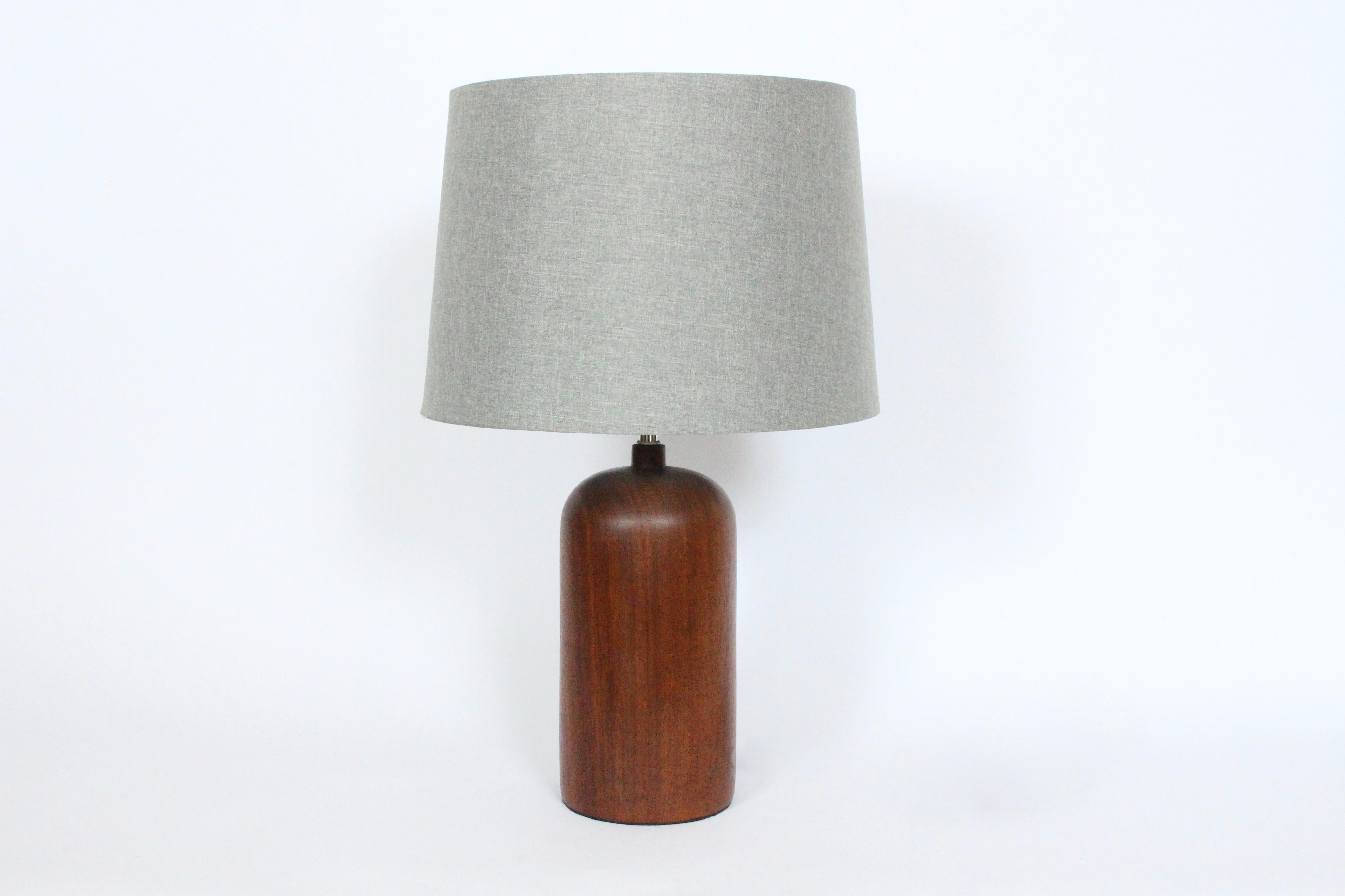 Danish Mid Century Modern Rounded Solid Dark Teak Table Lamp, 1960's For Sale 13