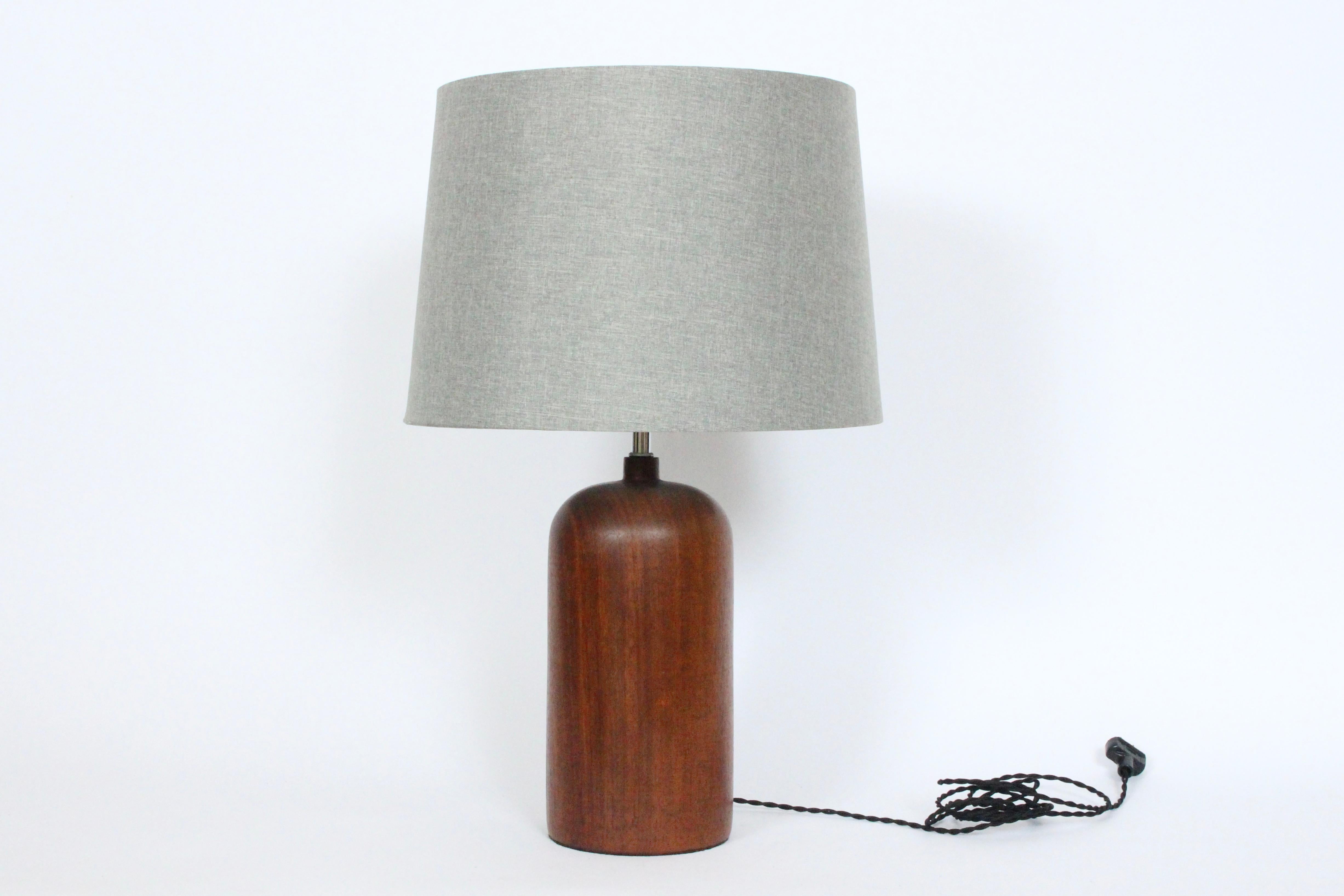 Mid-Century Modern Danish Mid Century Modern Rounded Solid Dark Teak Table Lamp, 1960's For Sale
