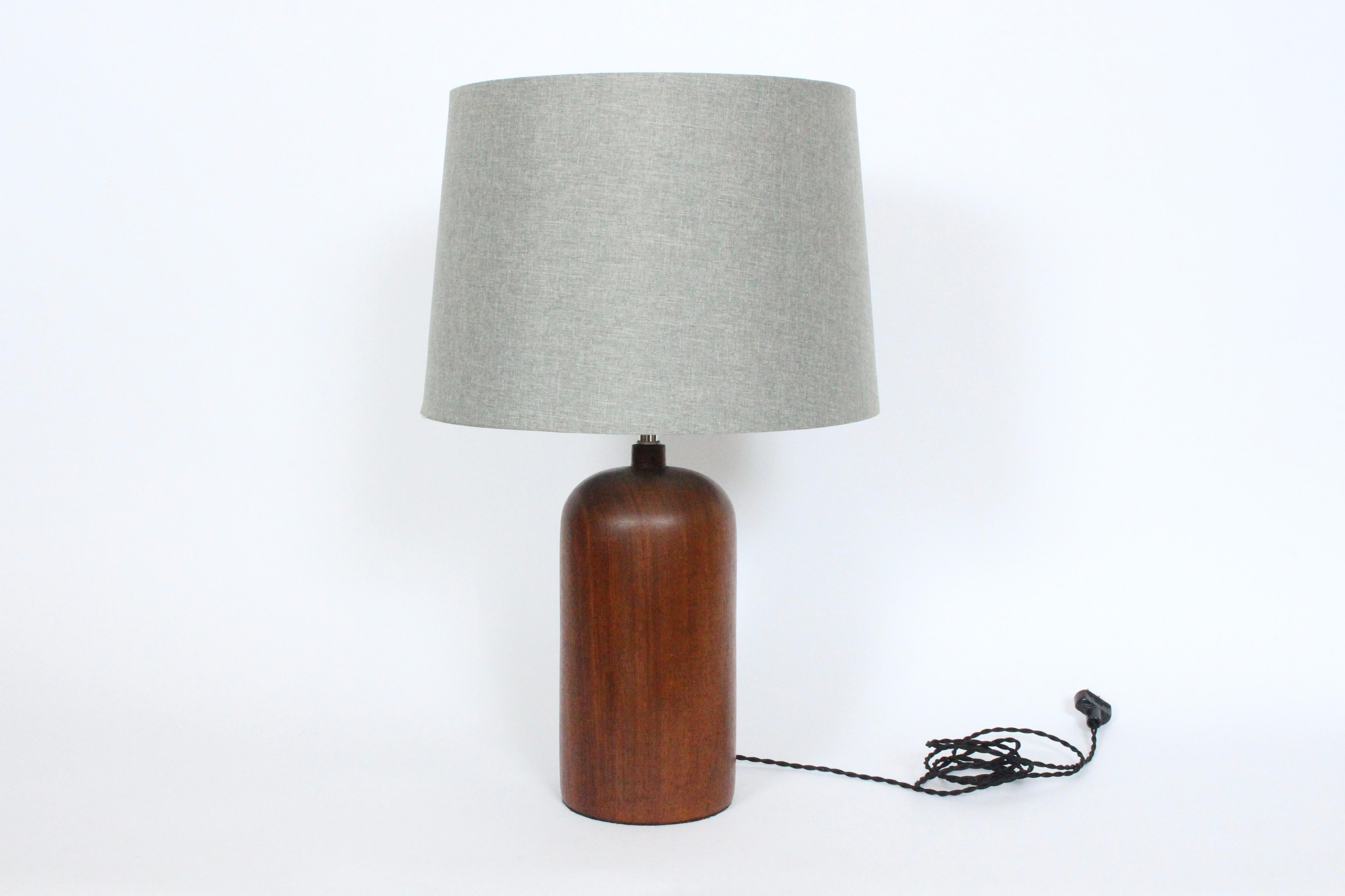 Danish Mid Century Modern Rounded Solid Dark Teak Table Lamp, 1960's For Sale 2