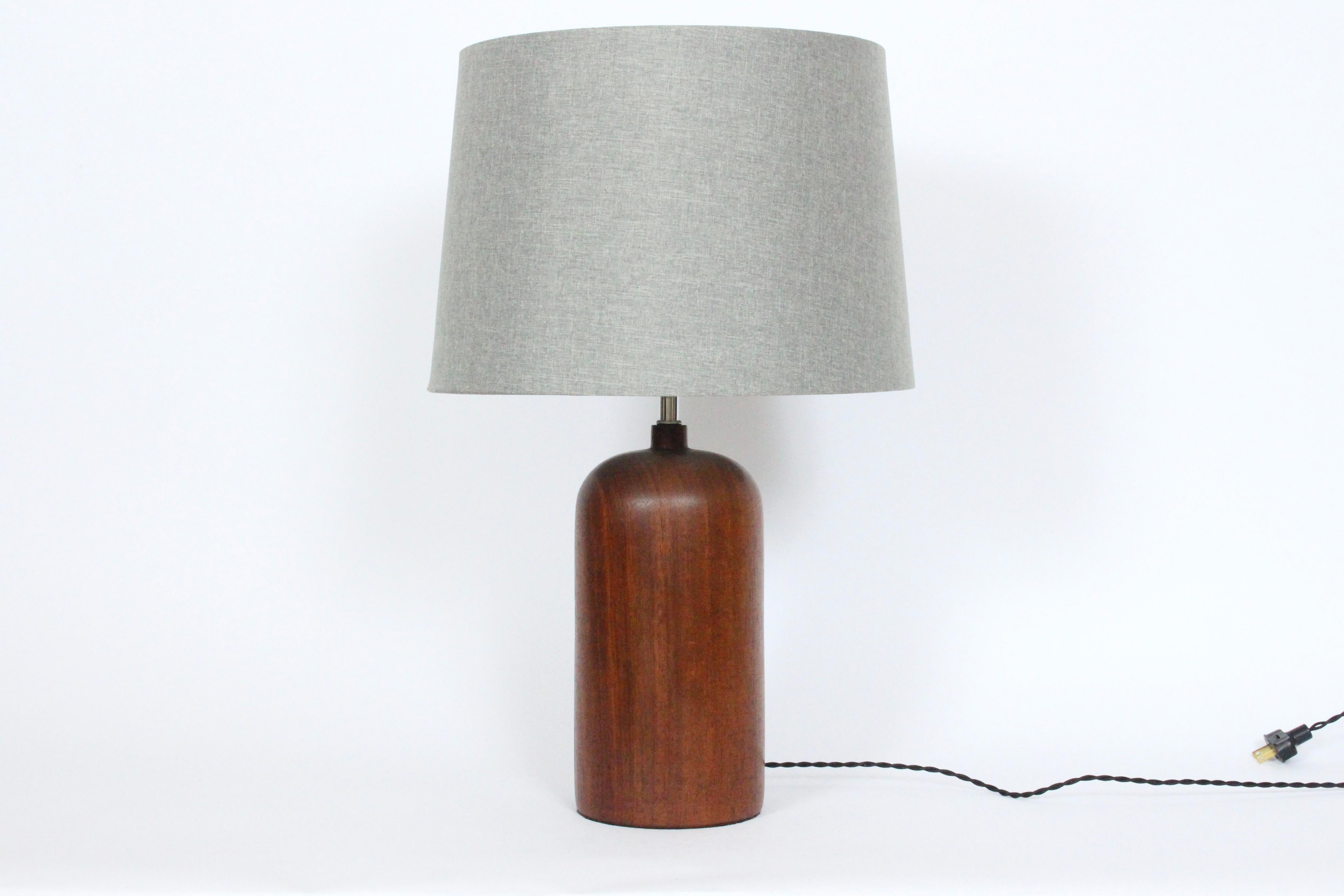 Danish Mid Century Modern Rounded Solid Dark Teak Table Lamp, 1960's For Sale 3