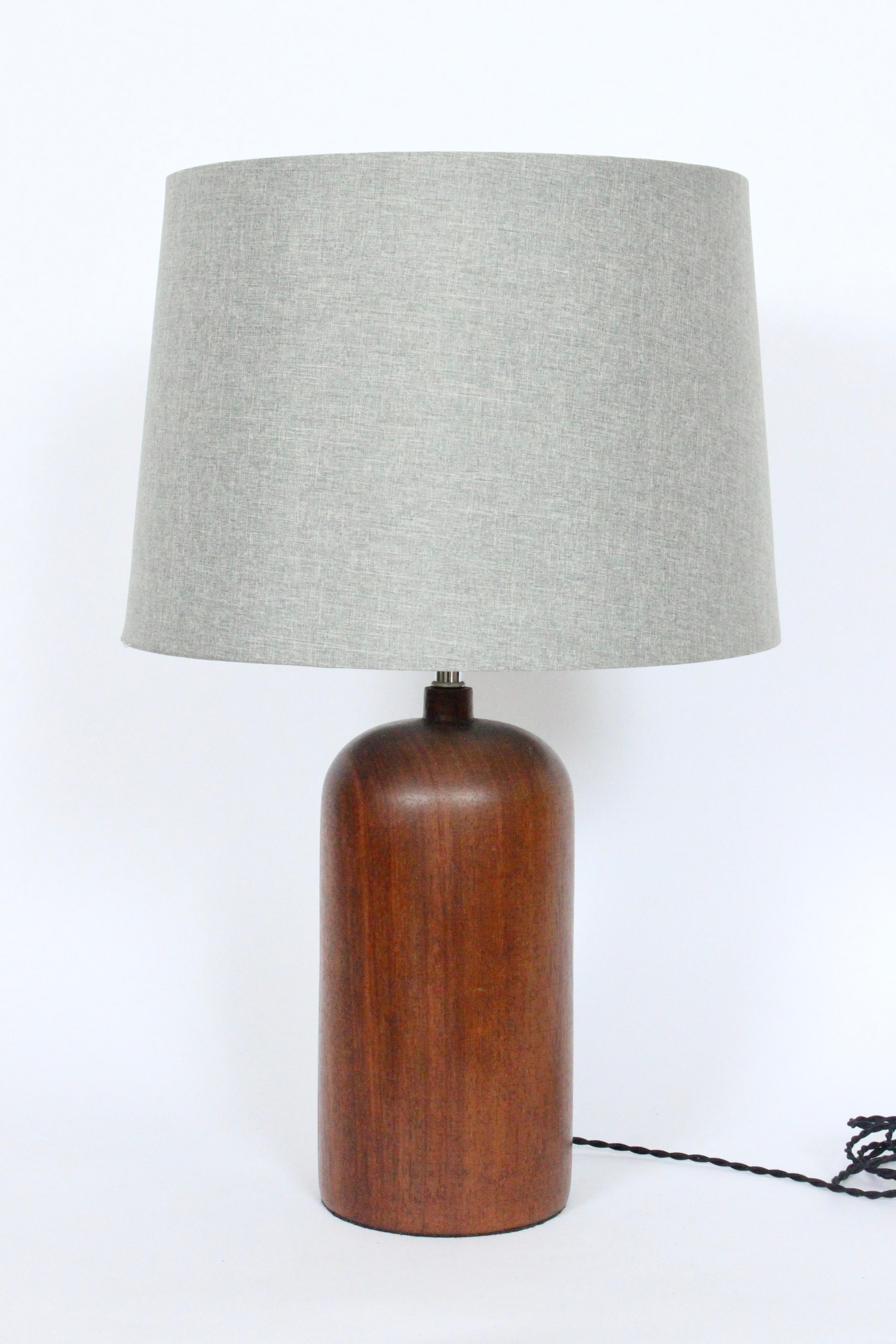 Danish Mid Century Modern Rounded Solid Dark Teak Table Lamp, 1960's For Sale 4