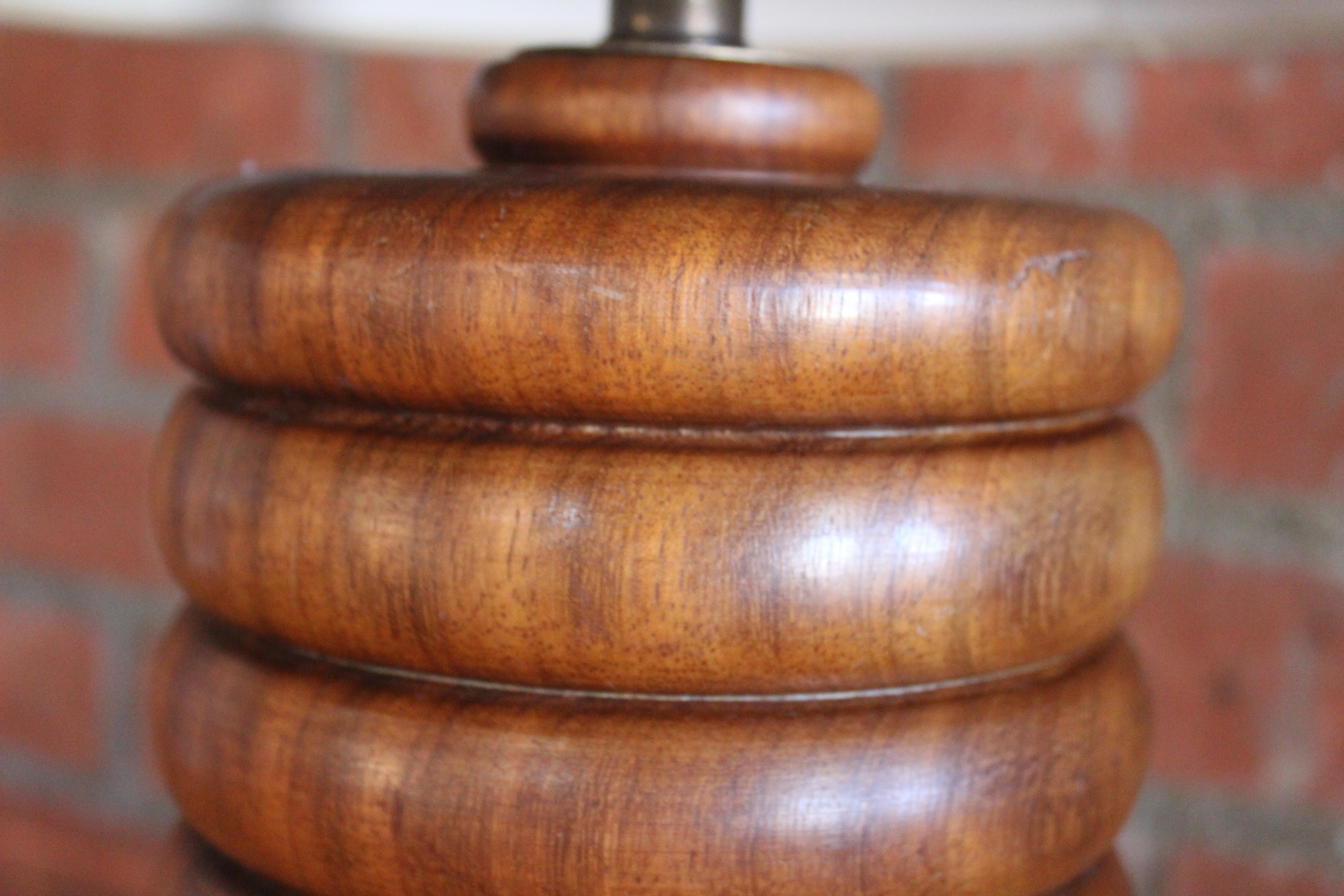 Solid Turned Walnut Table Lamp, France, 1960s 2