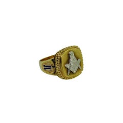 Solid Two-Tone Gold Art Deco Masonic Lodge Ring