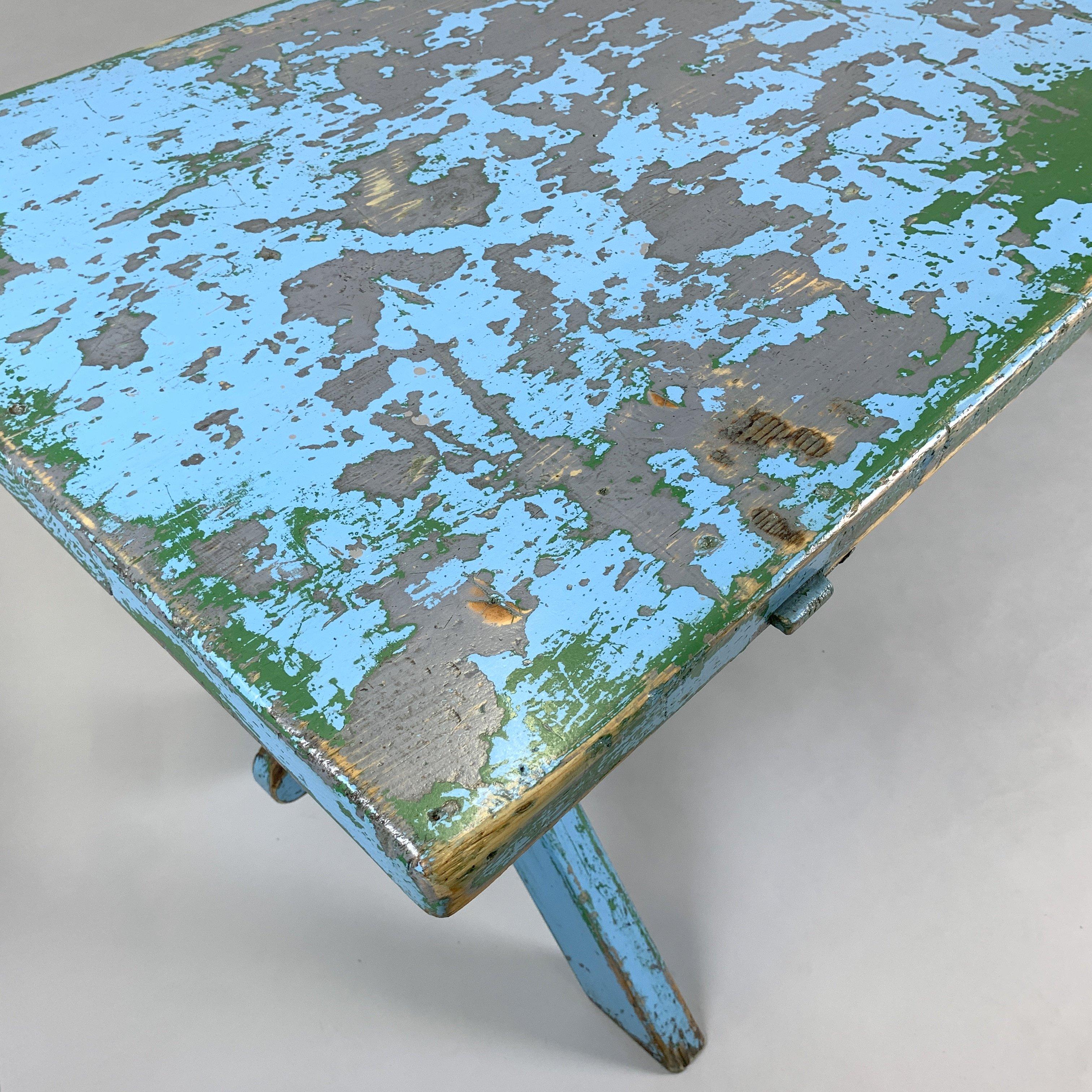 20th Century Solid Vintage All-Wood Table with Original Patina, 1910s For Sale