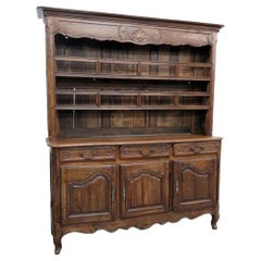 Solid Walnut 1780s Era French Louis XV Country French Welsh China Cupboard
