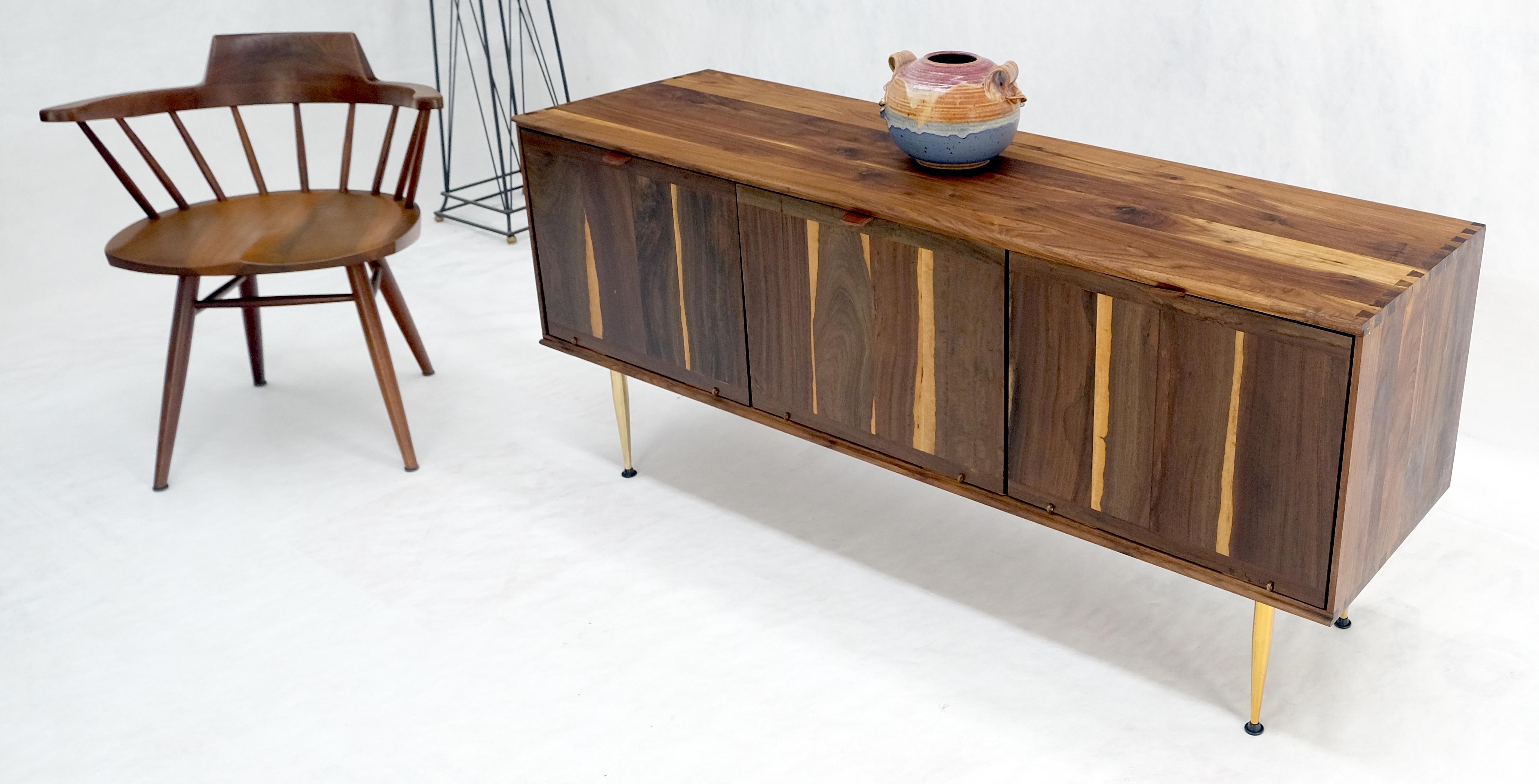 Solid Walnut 3 Drop Front Doors Compartments Compact Dovetail Joints Credenza For Sale 4
