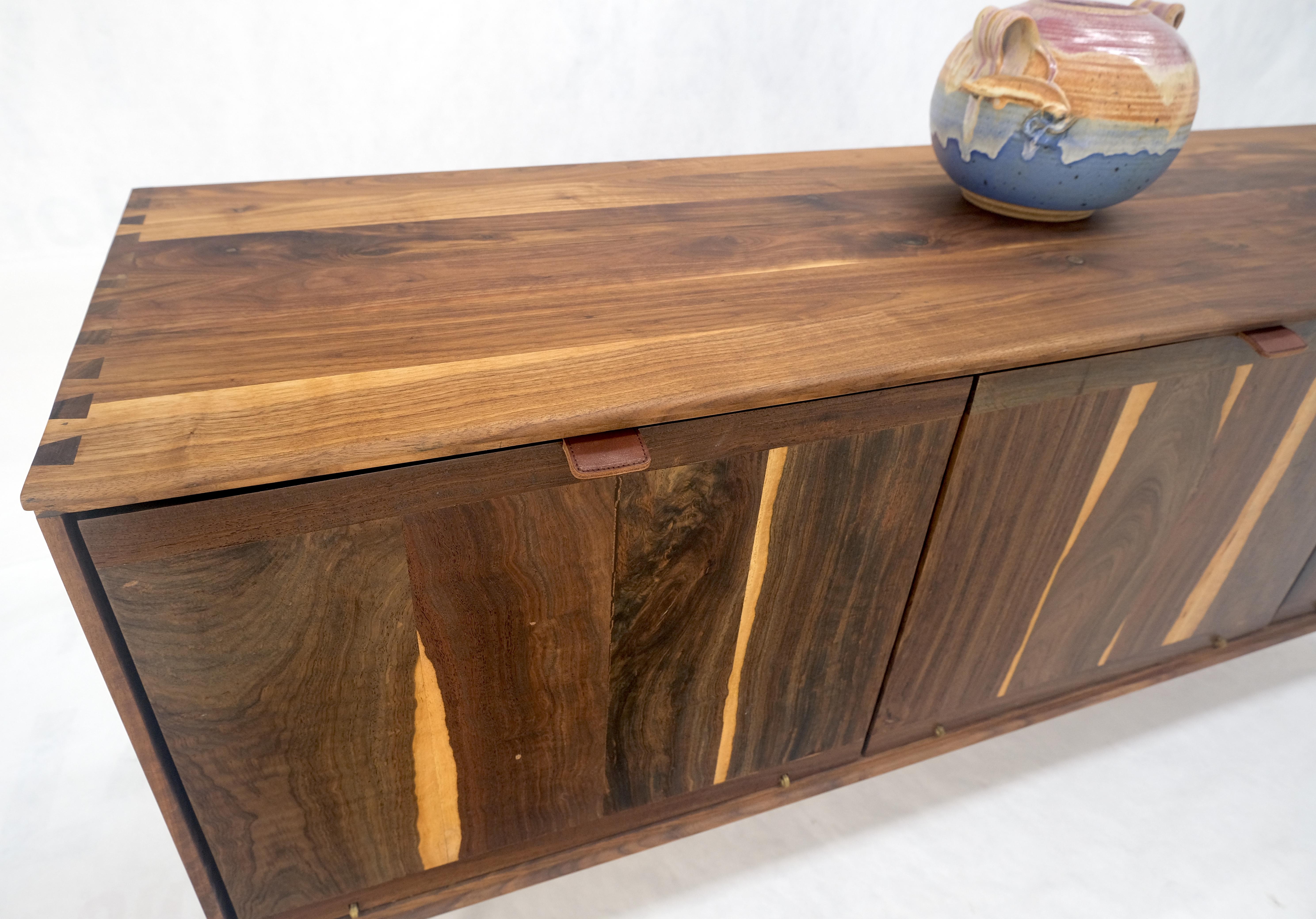 Solid Walnut 3 Drop Front Doors Compartments Compact Dovetail Joints Credenza For Sale 6