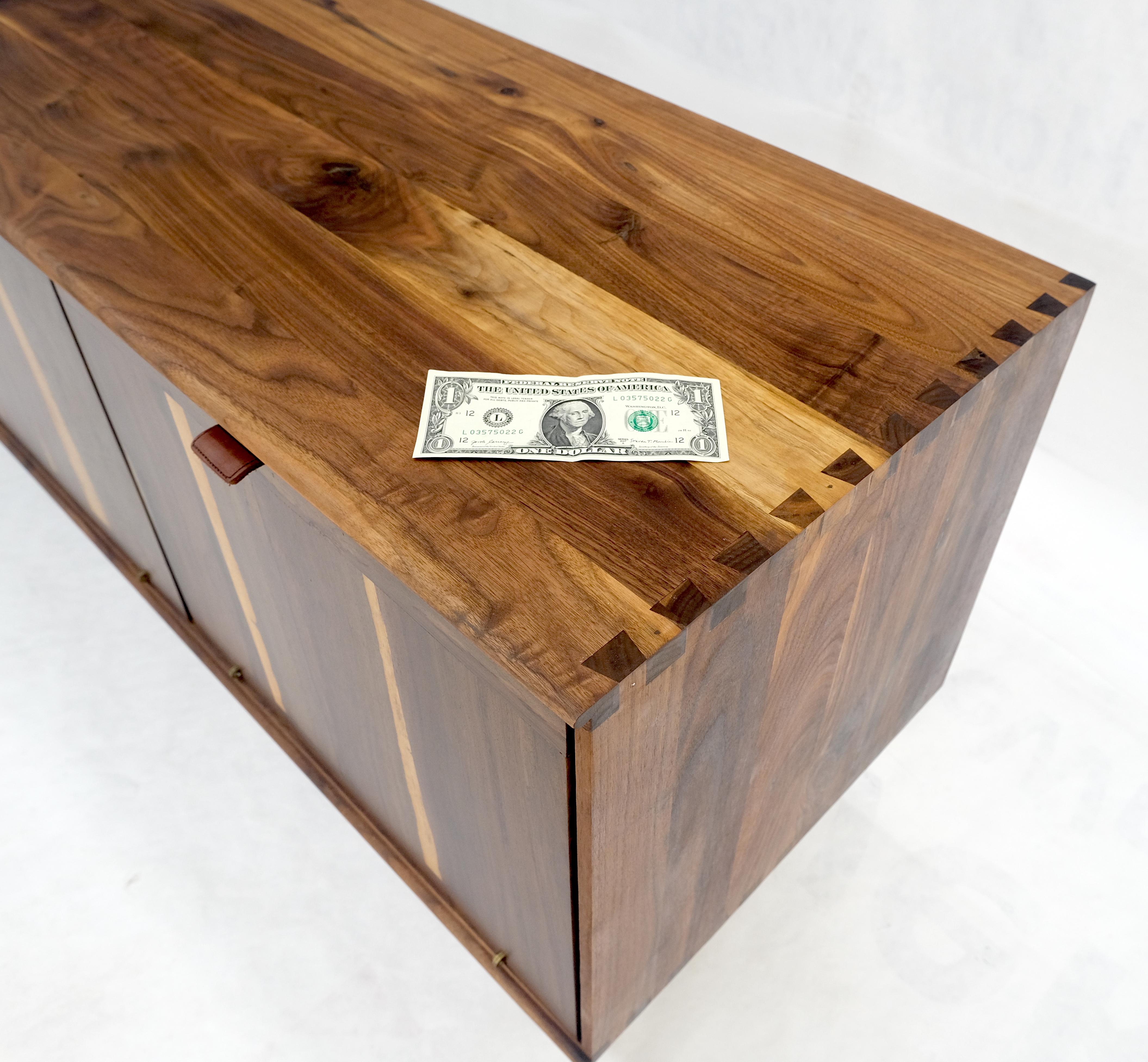 Solid Walnut 3 Drop Front Doors Compartments Compact Dovetail Joints Credenza For Sale 7