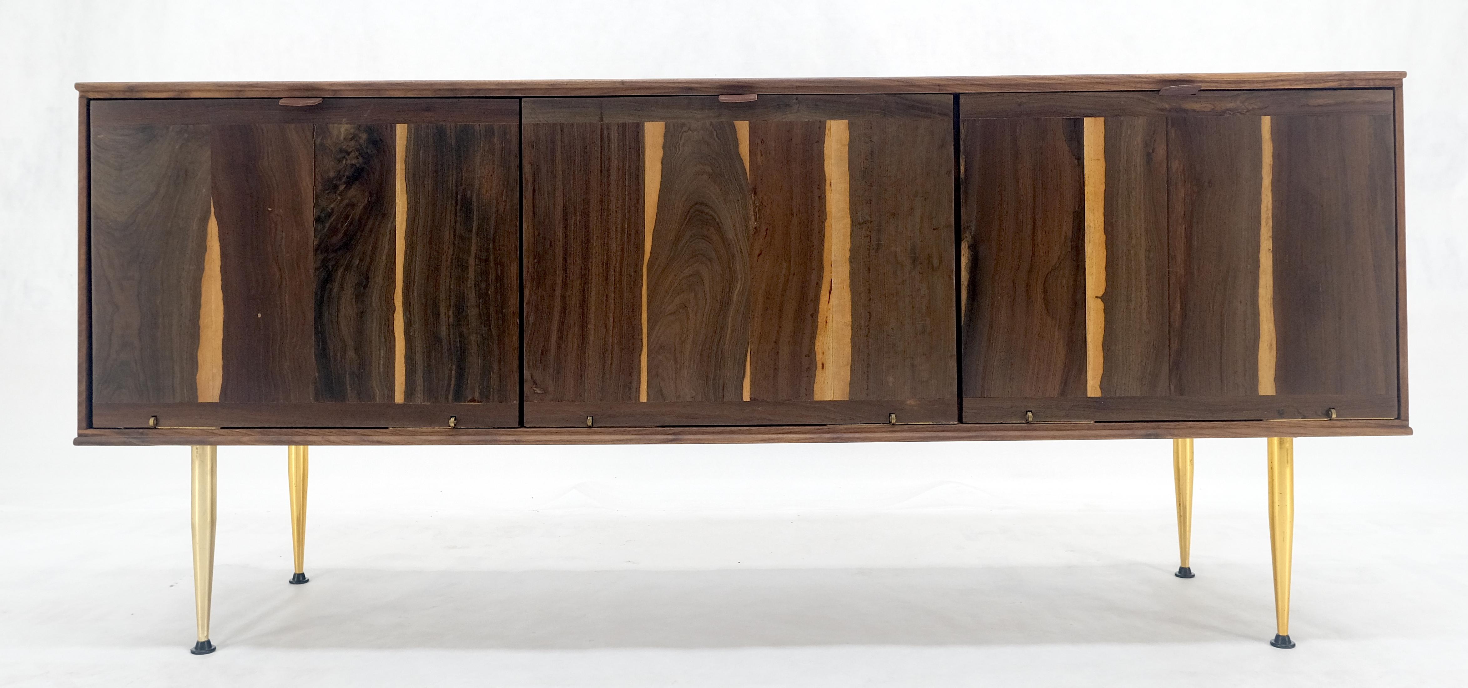 Solid Walnut 3 Drop Front Doors Compartments Compact Dovetail Joints Credenza In Excellent Condition For Sale In Rockaway, NJ