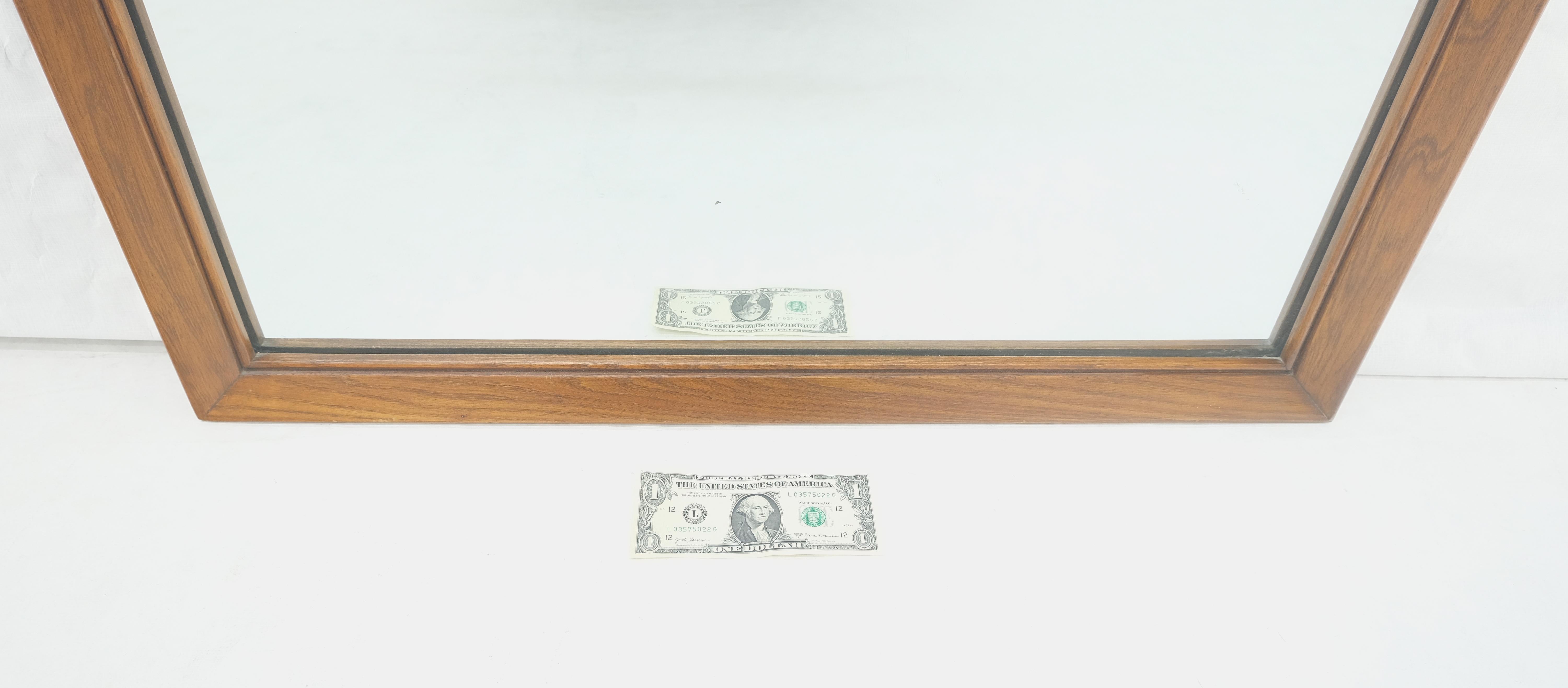 20th Century Solid Walnut 31x45 Rectangle Frame Mid Century Modern Wall Mirror MINT For Sale
