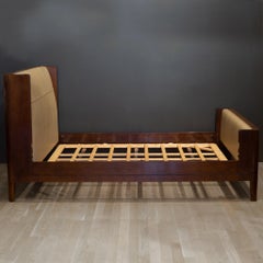Solid Walnut and Leather Queen Bed Frame by Baker Furniture