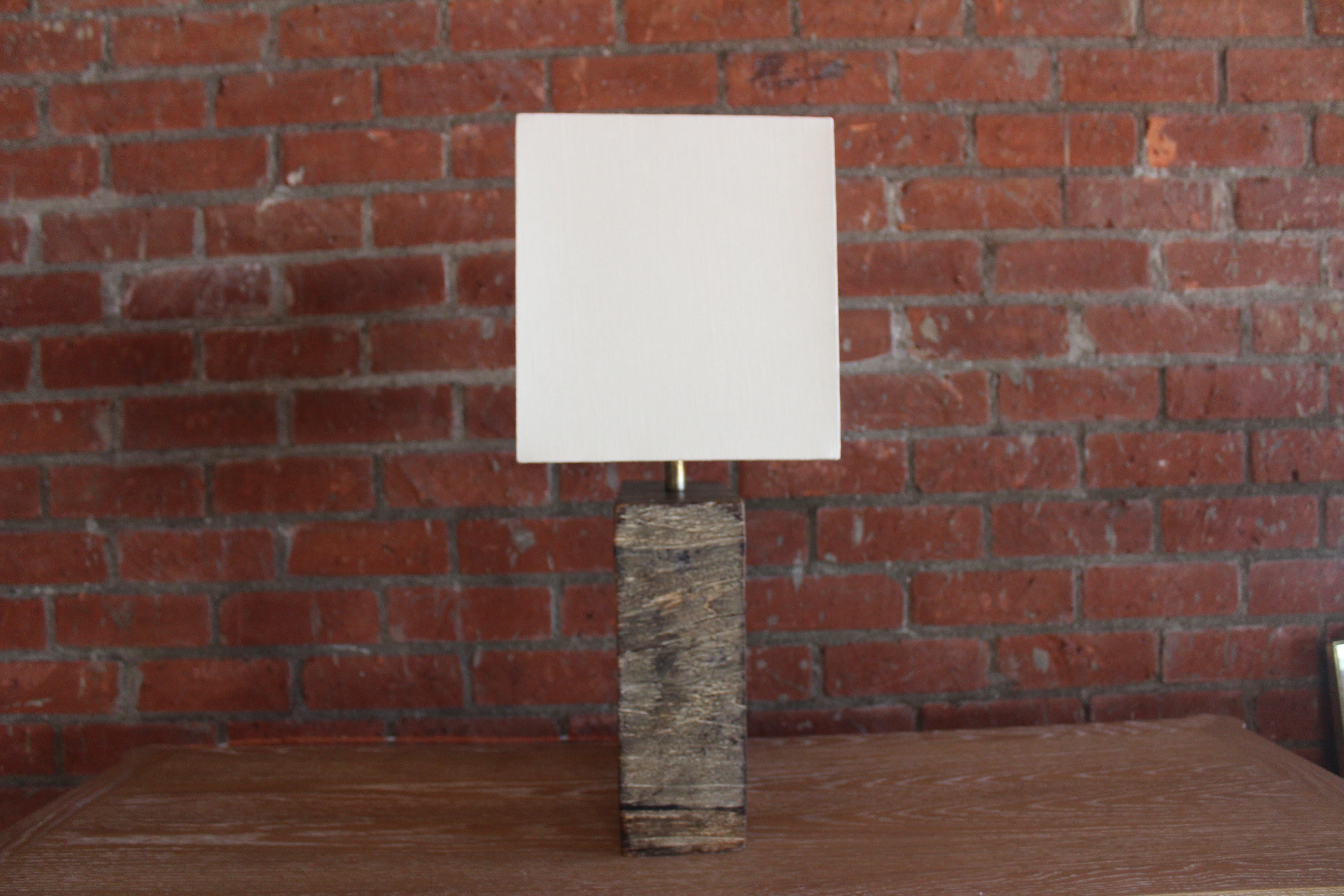 Solid Walnut Block Table Lamp, France, 1960s 7