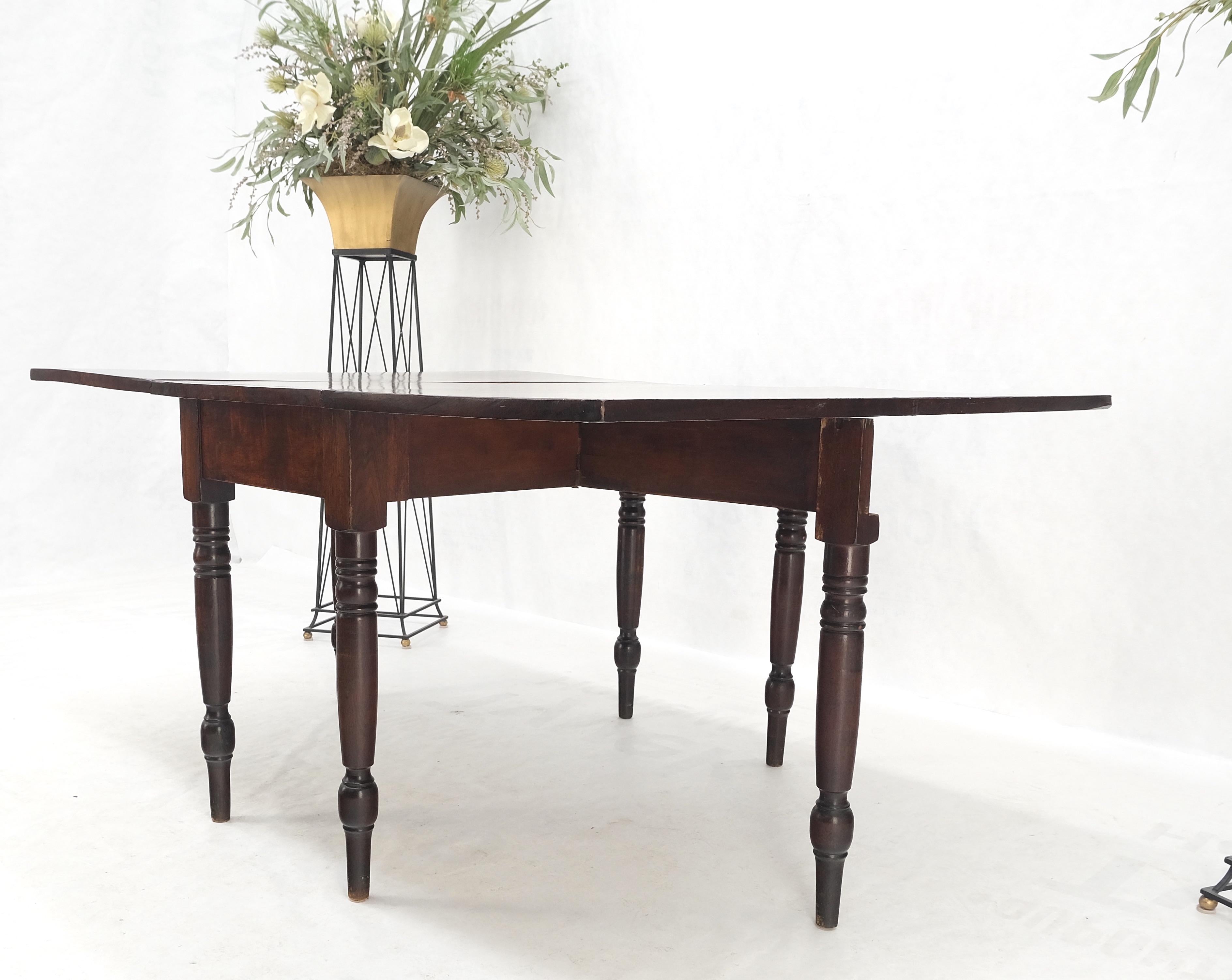 Solid Walnut Board Antique Drop Leaf Dining Center Console Table Clean! For Sale 4