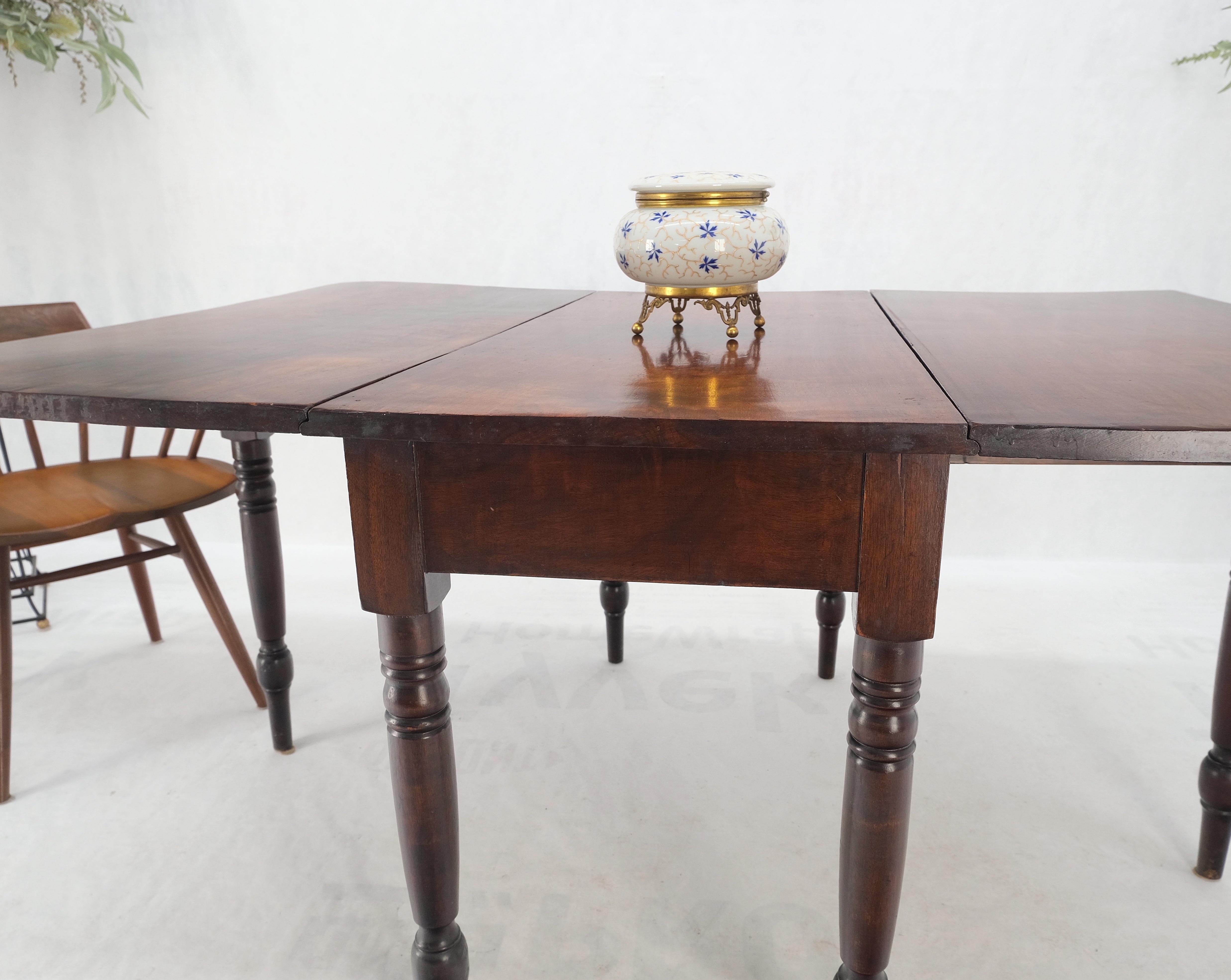 Solid Walnut Board Antique Drop Leaf Dining Center Console Table Clean! For Sale 5