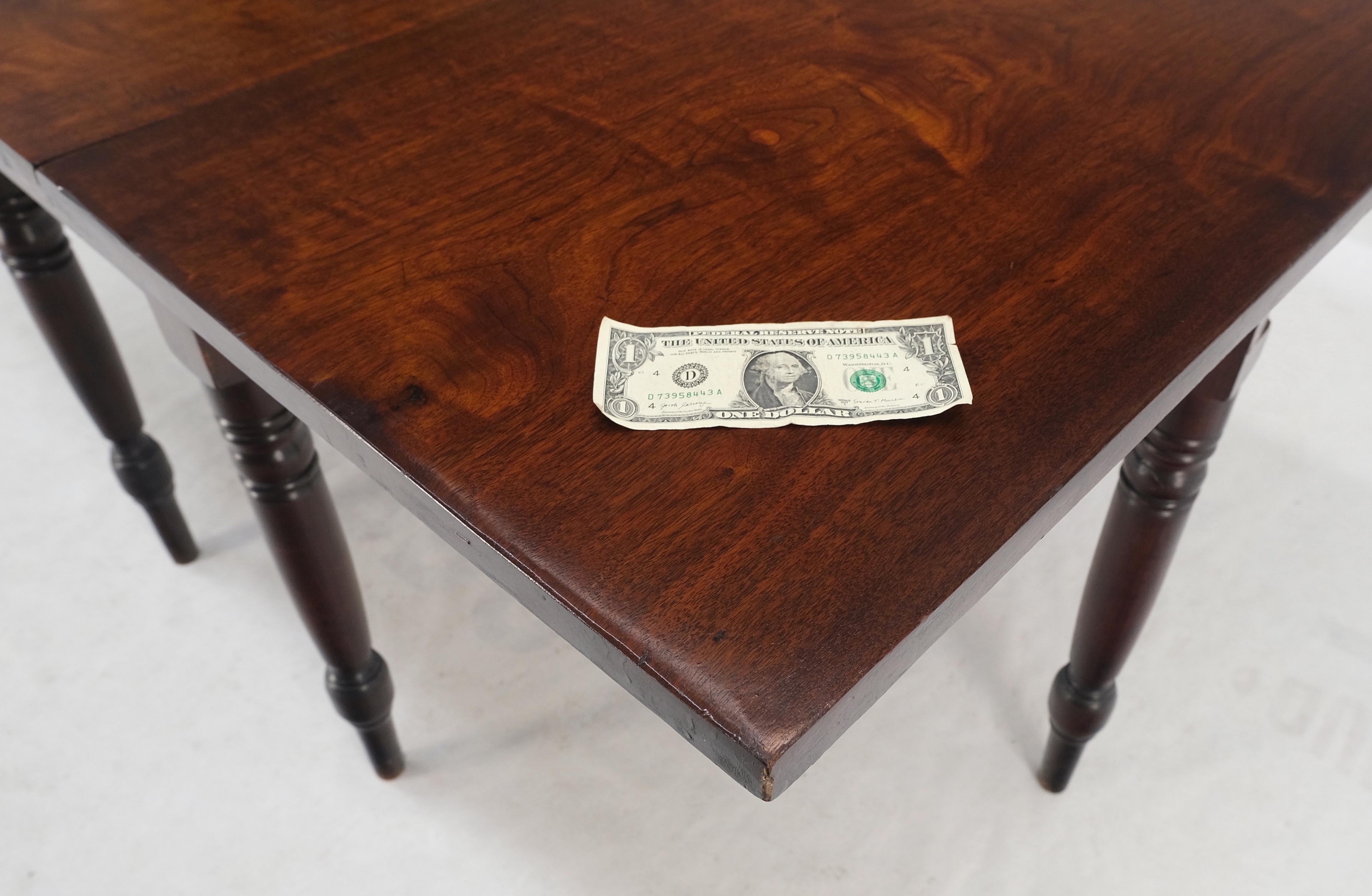 American Classical Solid Walnut Board Antique Drop Leaf Dining Center Console Table Clean! For Sale