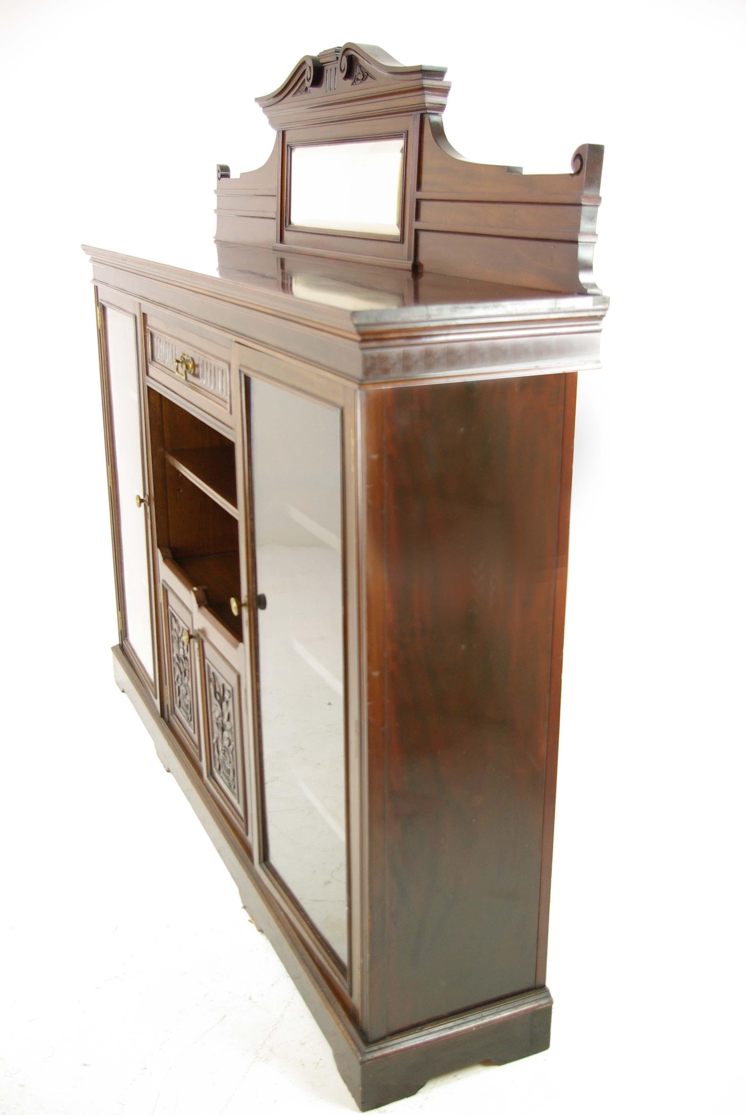 Solid Walnut Bookcase, Three-Door Bookcase, Victorian, Scotland 1890 6