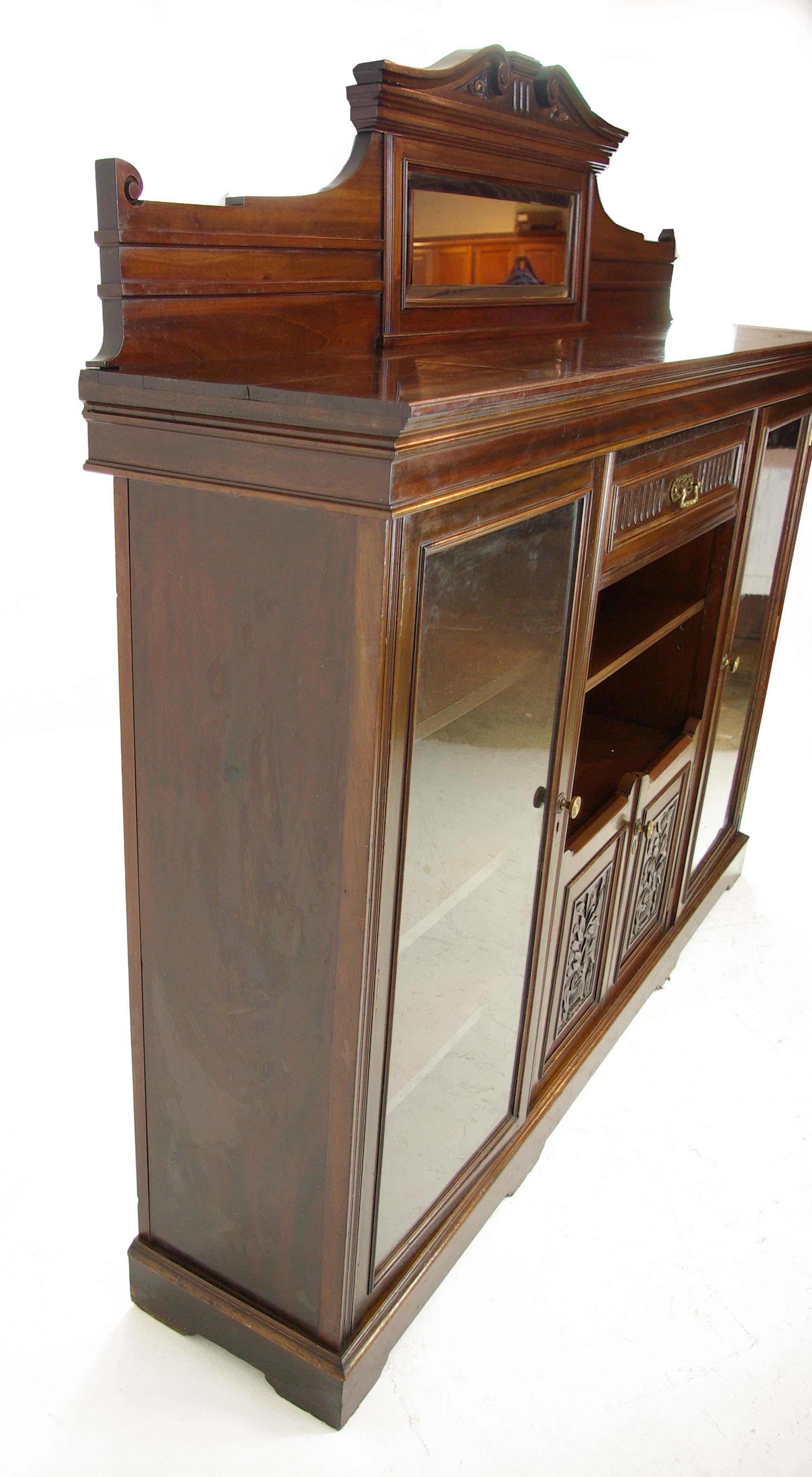 Solid Walnut Bookcase, Three-Door Bookcase, Victorian, Scotland 1890 6