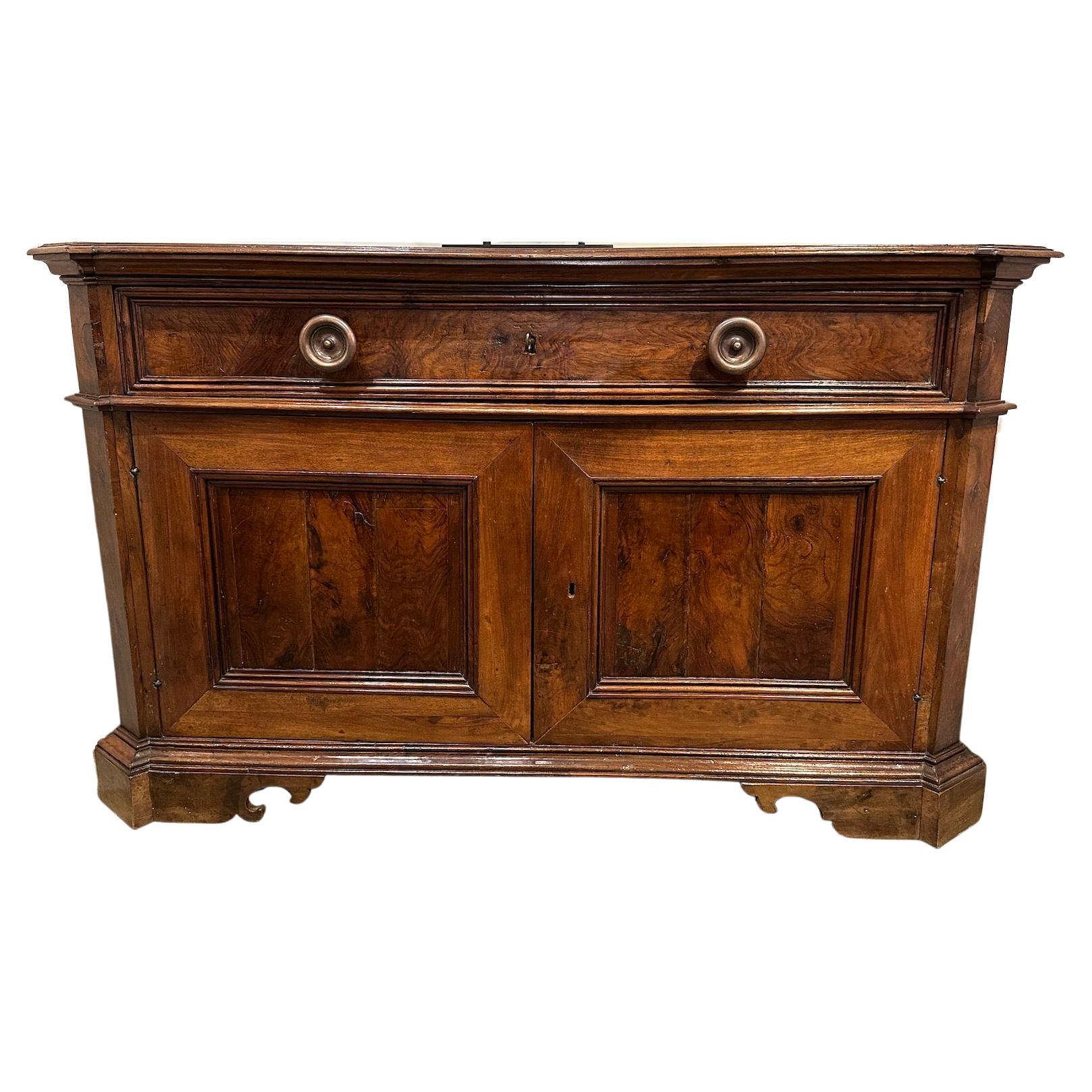 Solid Walnut, c. 1850, Tuscan Buffet For Sale