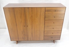 Chifonier de nogal macizo 5 cajones Cómoda dos puertas Compartimento Mid Century MINT