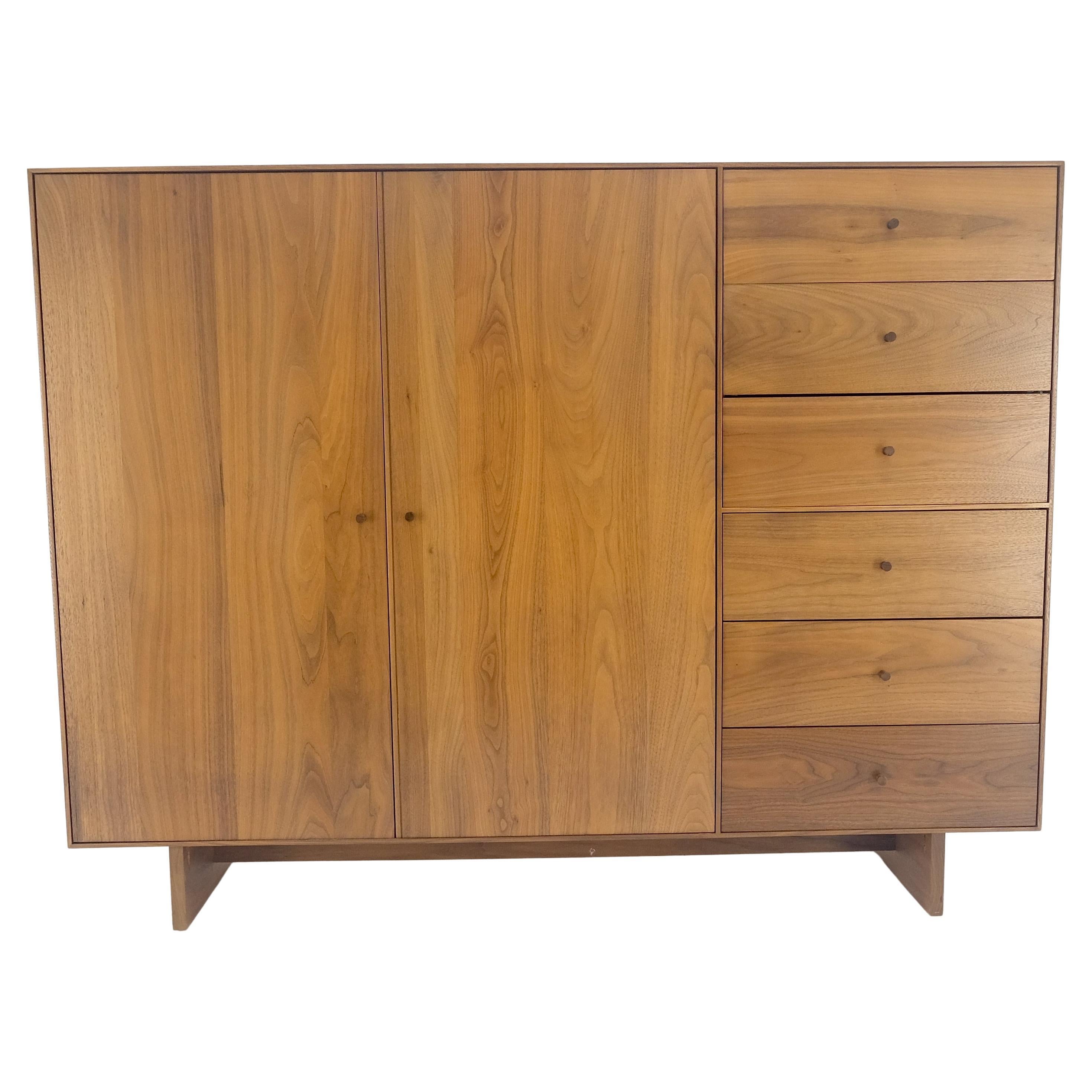 Solid Walnut Chiffonier 5 Drawers Dresser Two Doors Compartment Mid Century MINT For Sale