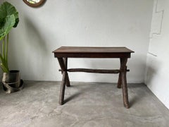 Solid walnut desk, popular art, France, Savoie, circa 1900