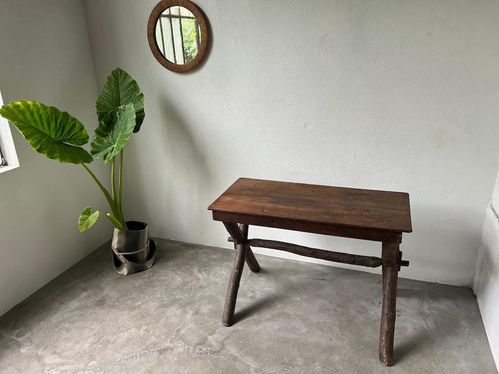 French Provincial Solid walnut desk, popular art, France, Savoie, circa 1900 For Sale